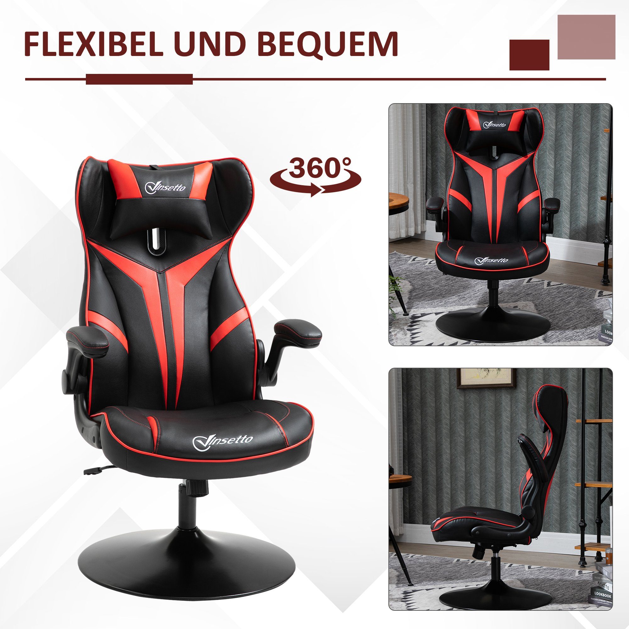 ergonomisch Stuhl Vinsetto schwarz/rot | schwarz/rot Gaming Schreibtischstuhl