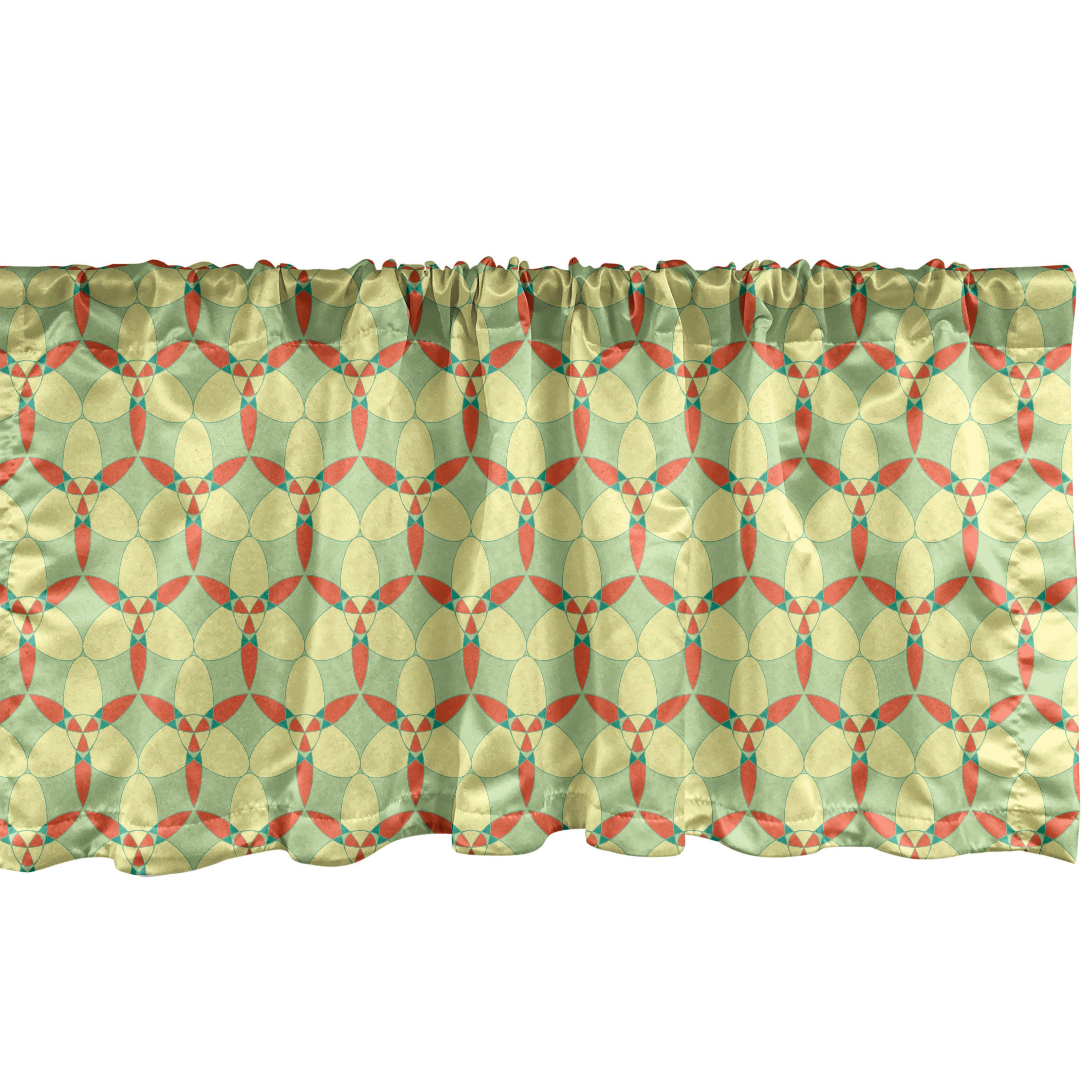 Scheibengardine Vorhang Volant für Küche Schlafzimmer Dekor mit Stangentasche, Abakuhaus, Microfaser, Abstrakt Verflochtene und Geometric