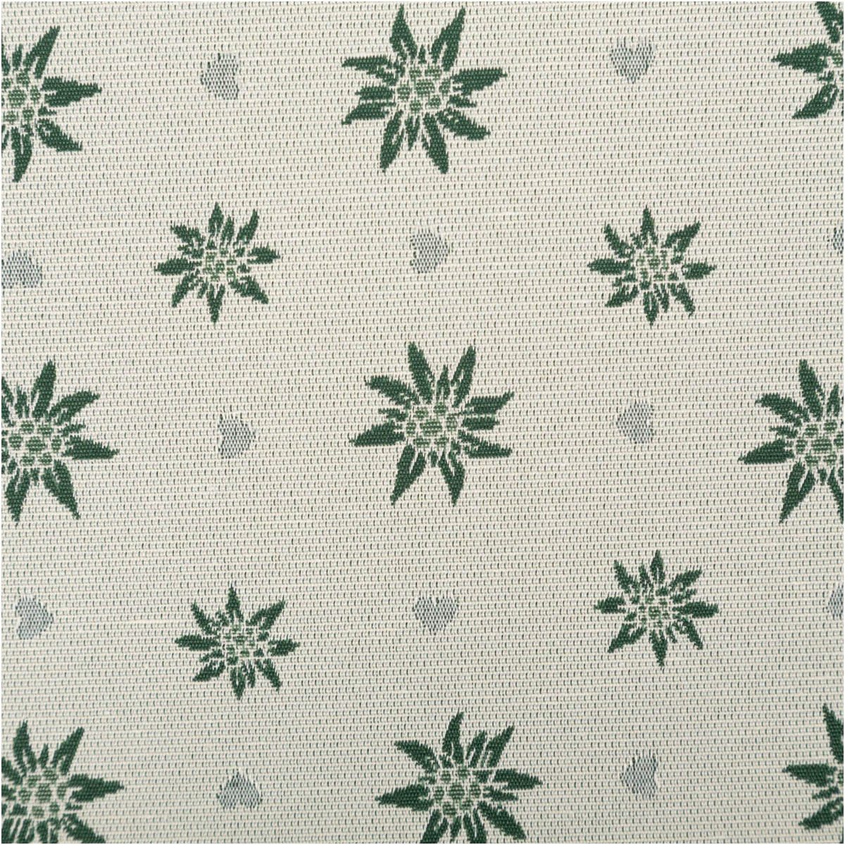 Stoff Jacquard Dekostoff Doubleface Edelweiß grün ecru blickdicht, pflegeleicht