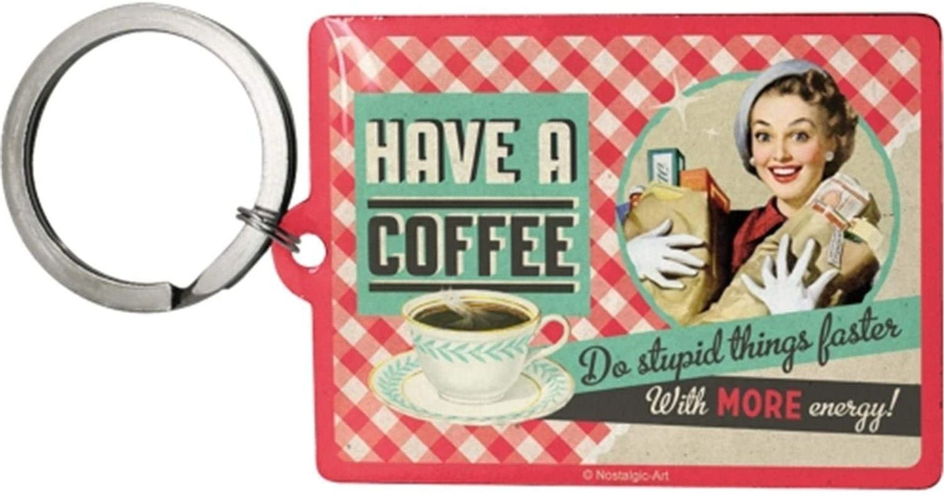 Schlüsselanhänger mit Gravur Edelstahl Schlüsselanhänger Eckig - Have A Coffee