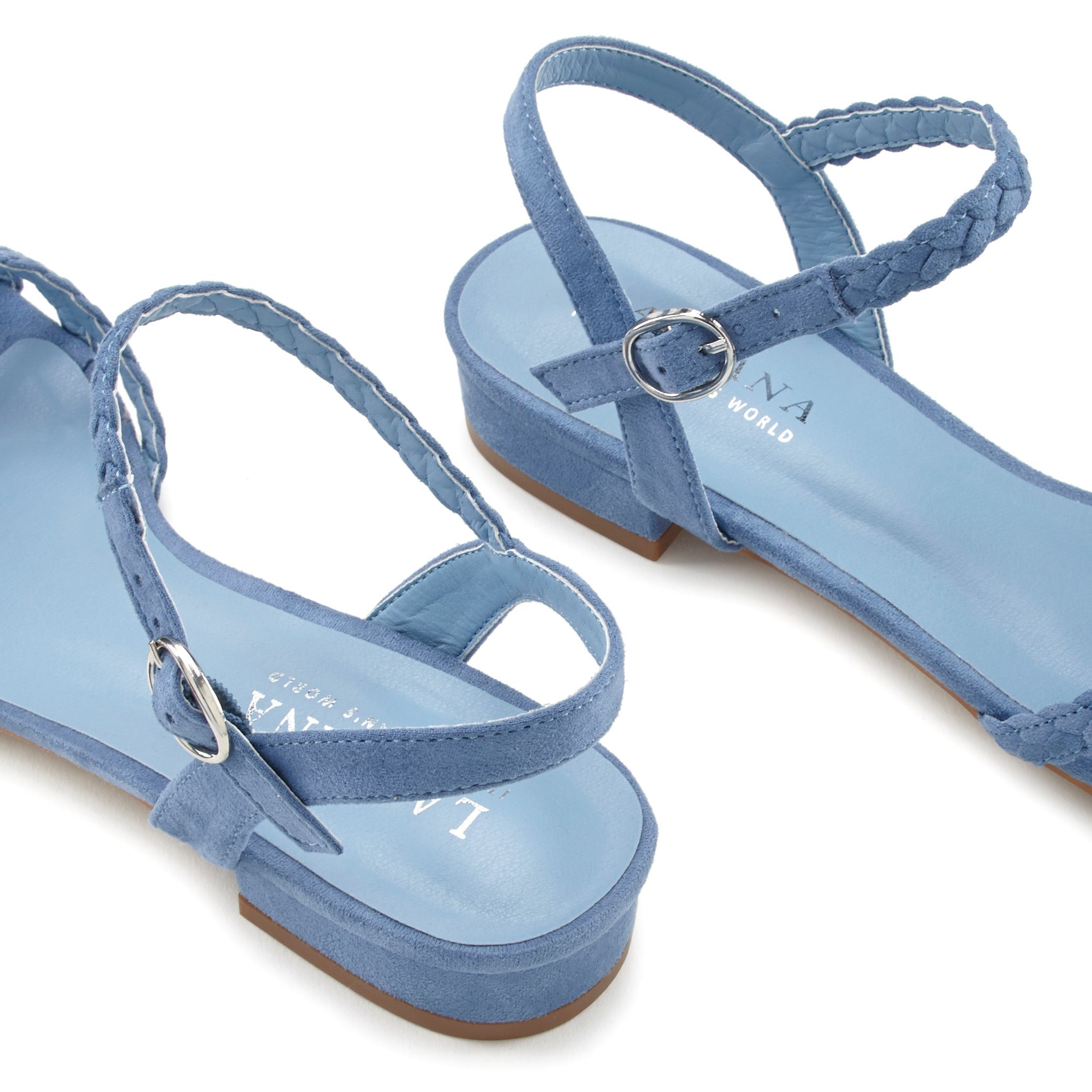 Sommerschuh geflochtenen LASCANA mit Riemchen Sandalette, VEGAN Sandale hellblau