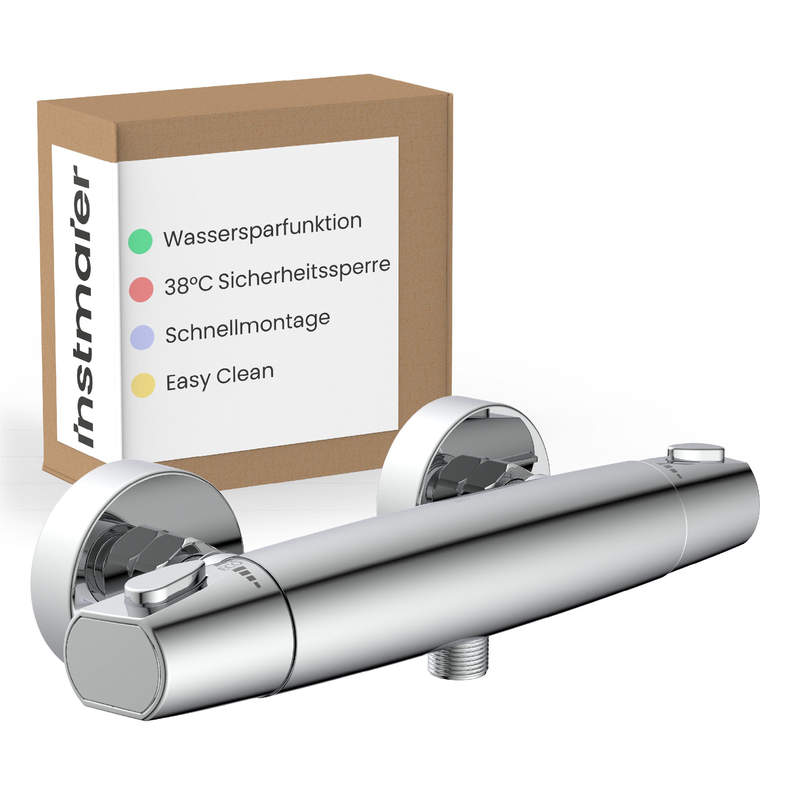 instmaier Brausethermostat Beatrice, Duschthermostat mit Verbrühschutz, Farbe Chrom