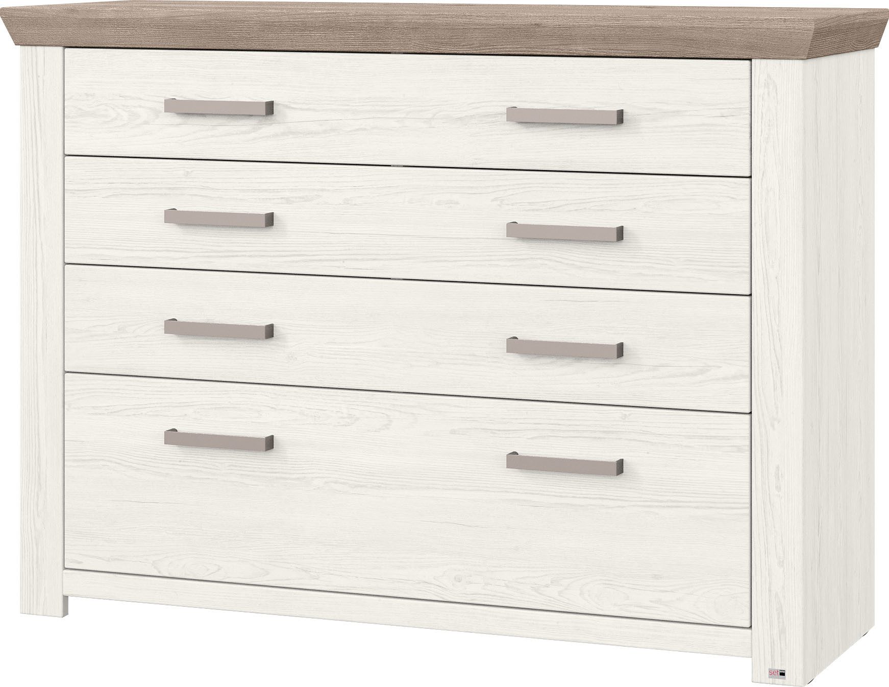 set one by Musterring Kommode York Schlafen (1 St), 8 Schubkästen an 4 Fronten, zwei Farbvarianten, Metallgriff, B129cm