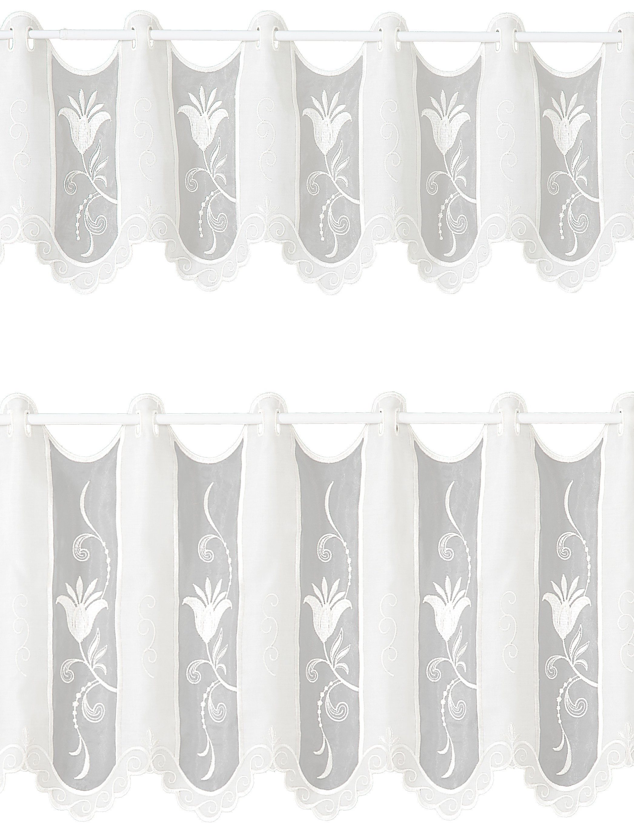 Weckbrodt Scheibengardine nach Maß Chiara (1 St), Stangendurchzug, halbtransparent, Bistro, Gardine, Store, nach Maß