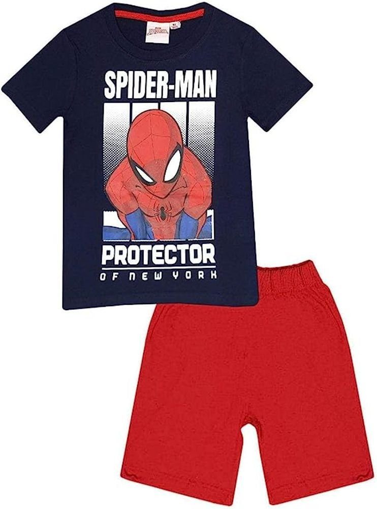 Spiderman Pyjama Spider-Man Shorty Pyjama kurzer Schlafanzug für Jungen 104 110 116 128 Navy