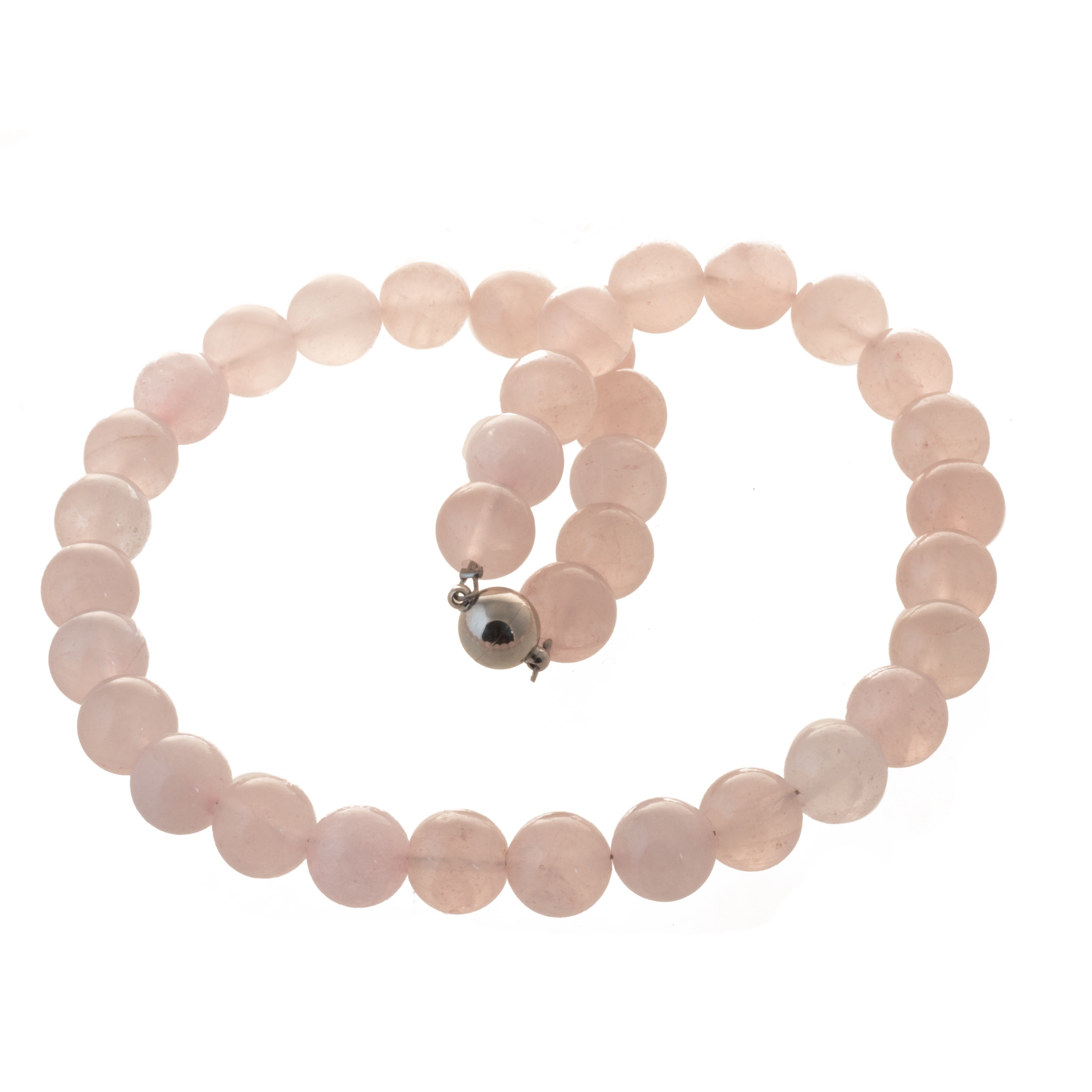 Bella Carina Perlenkette Kette mit Rosenquarz Perlen 12 mm, Rosenquarz Perlen in 12 mm