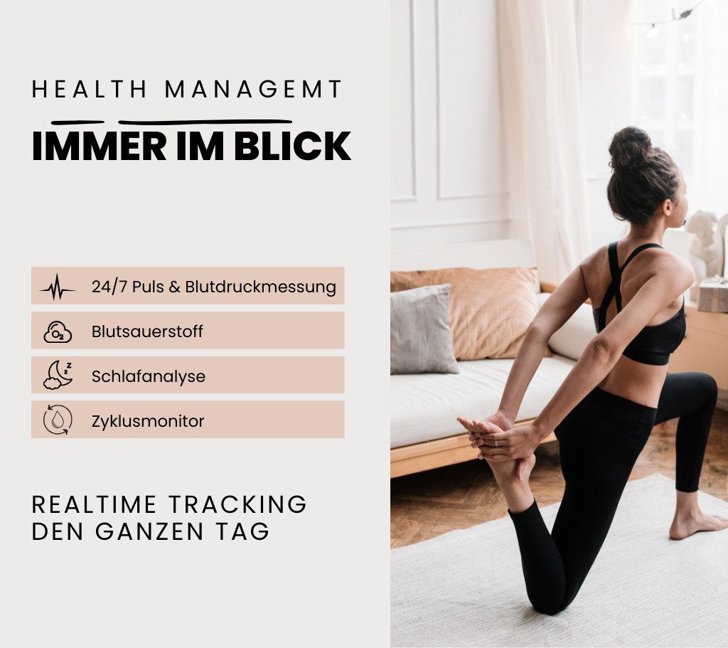 XCOAST SIONA2 ultraflache Damen Smartwatch (4,2 cm/1,3 Zoll), 1-tlg., Edelstahl, Nachrichtenempfang, Anrufanzeige, 7 Tage Akku, Blutdruck, Wasserdicht, Puls, Kalorien, AMOLED Display