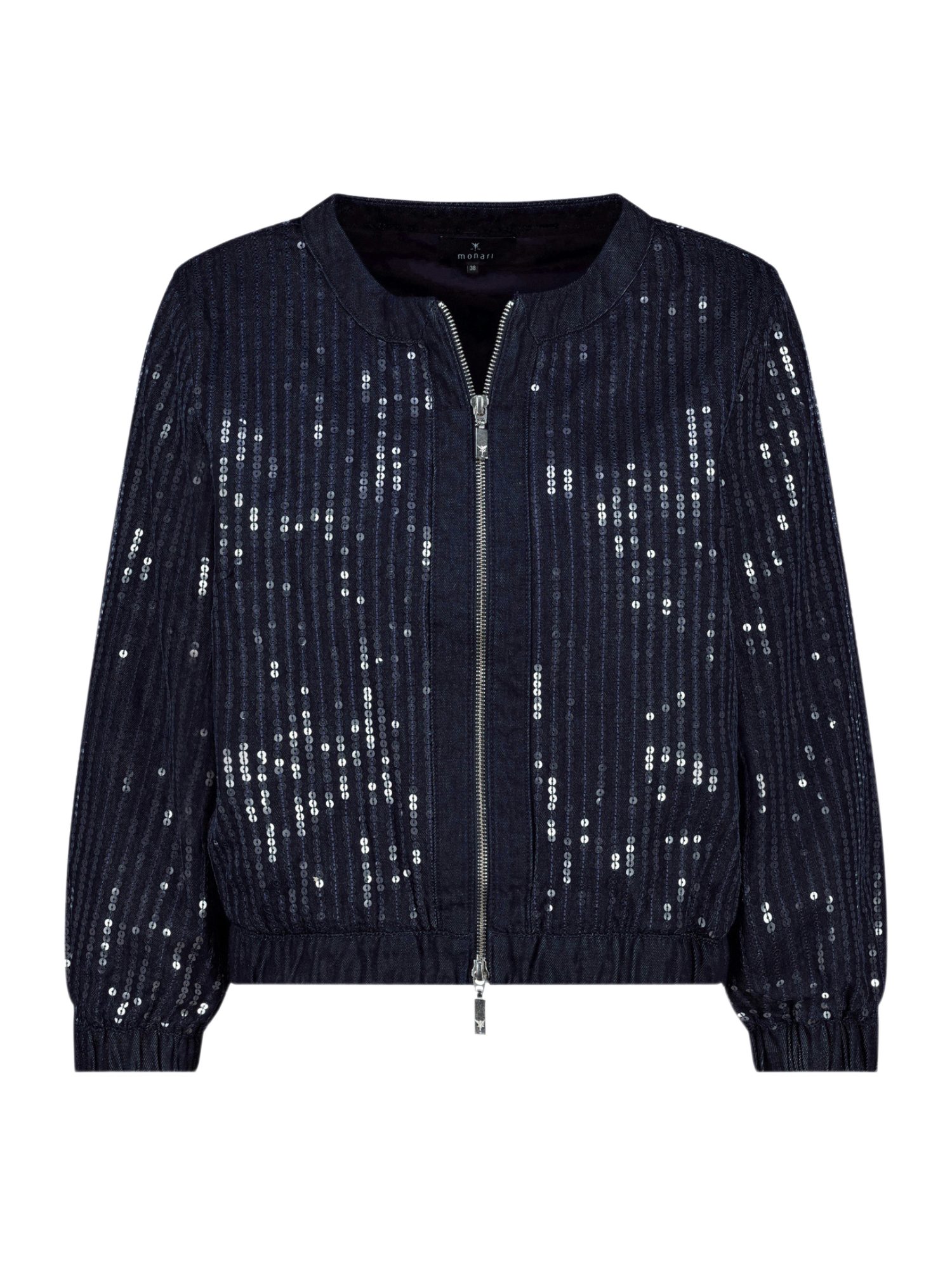 Monari Jackenblazer blau,Casual,Baumwolle,Unifarben,Rundhals,Lang,Regular Fit