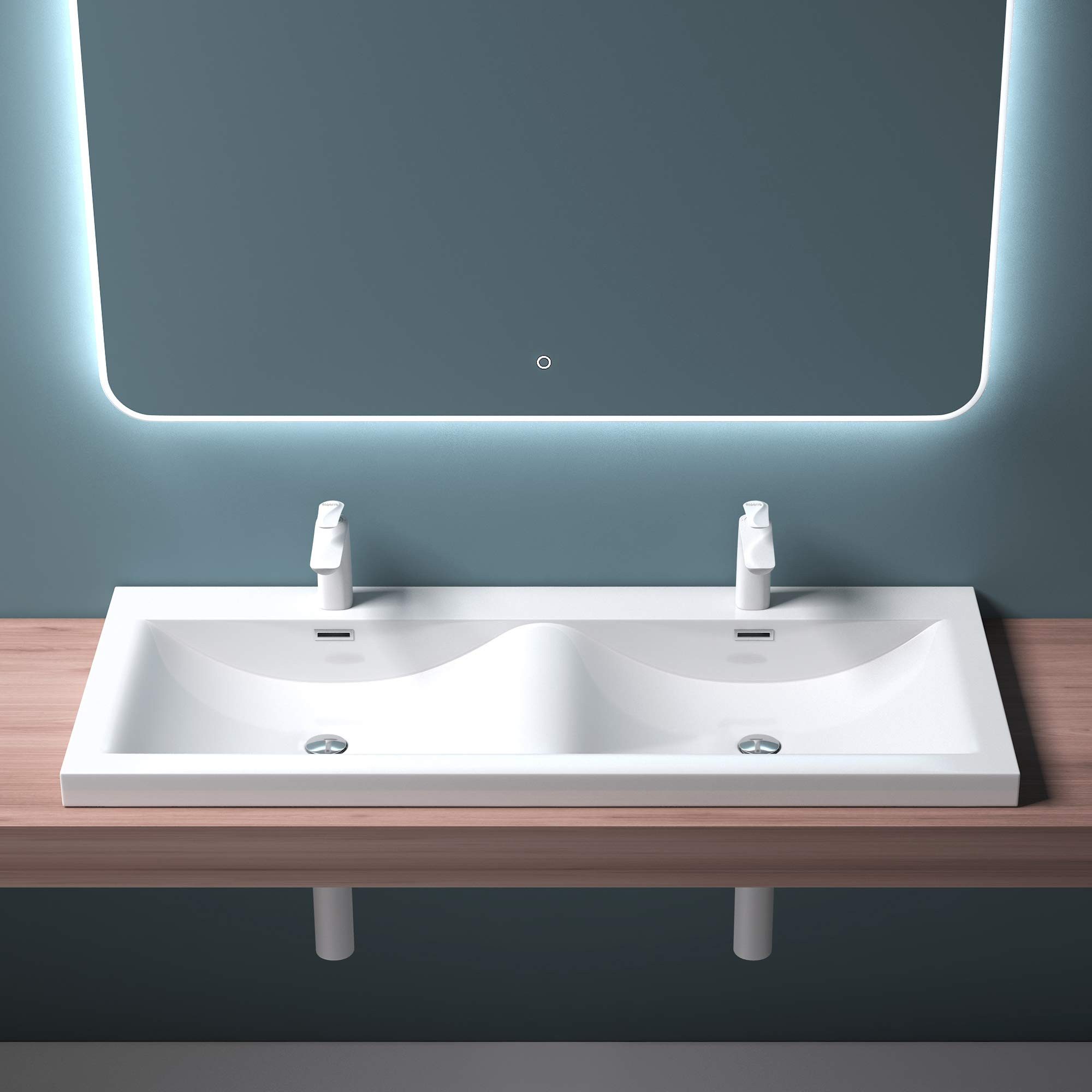Mai & Mai Einbauwaschbecken Aufsatzwaschbecken 120/140cm Doppelwaschbecken Waschtisch Col03