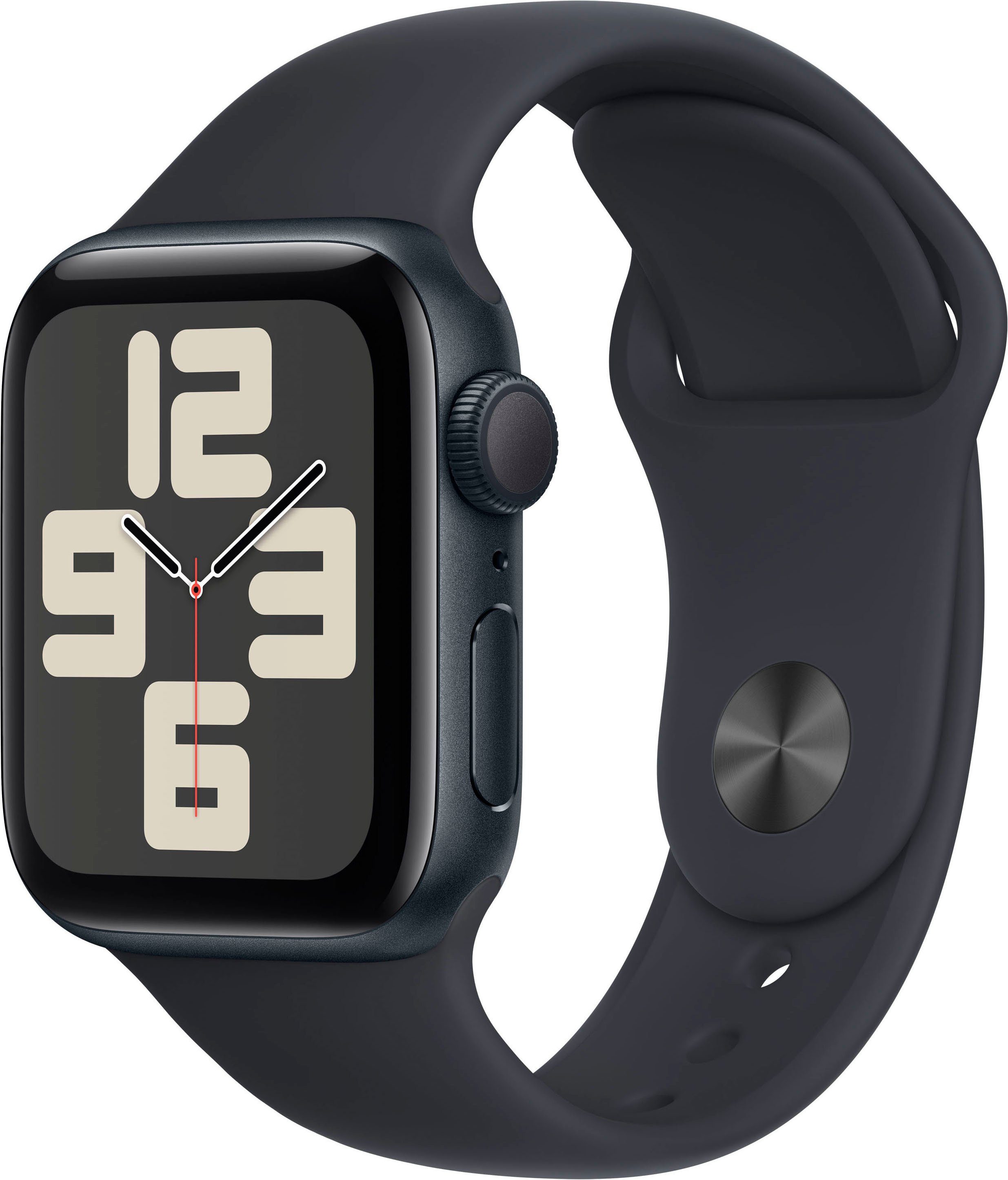 Apple Watch SE GPS 40 mm Aluminium M/L Smartwatch (4 cm/1,57 Zoll, Watch OS 10), Sport Band Mitternacht | Mitternacht | Apple Watch