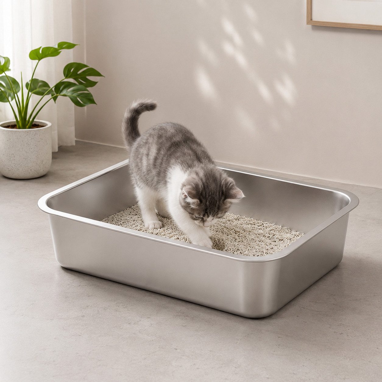 nobleza Katzentoilette Edelstahl Katzenklo Große Katzentoilette Kleine und Mittelgroß