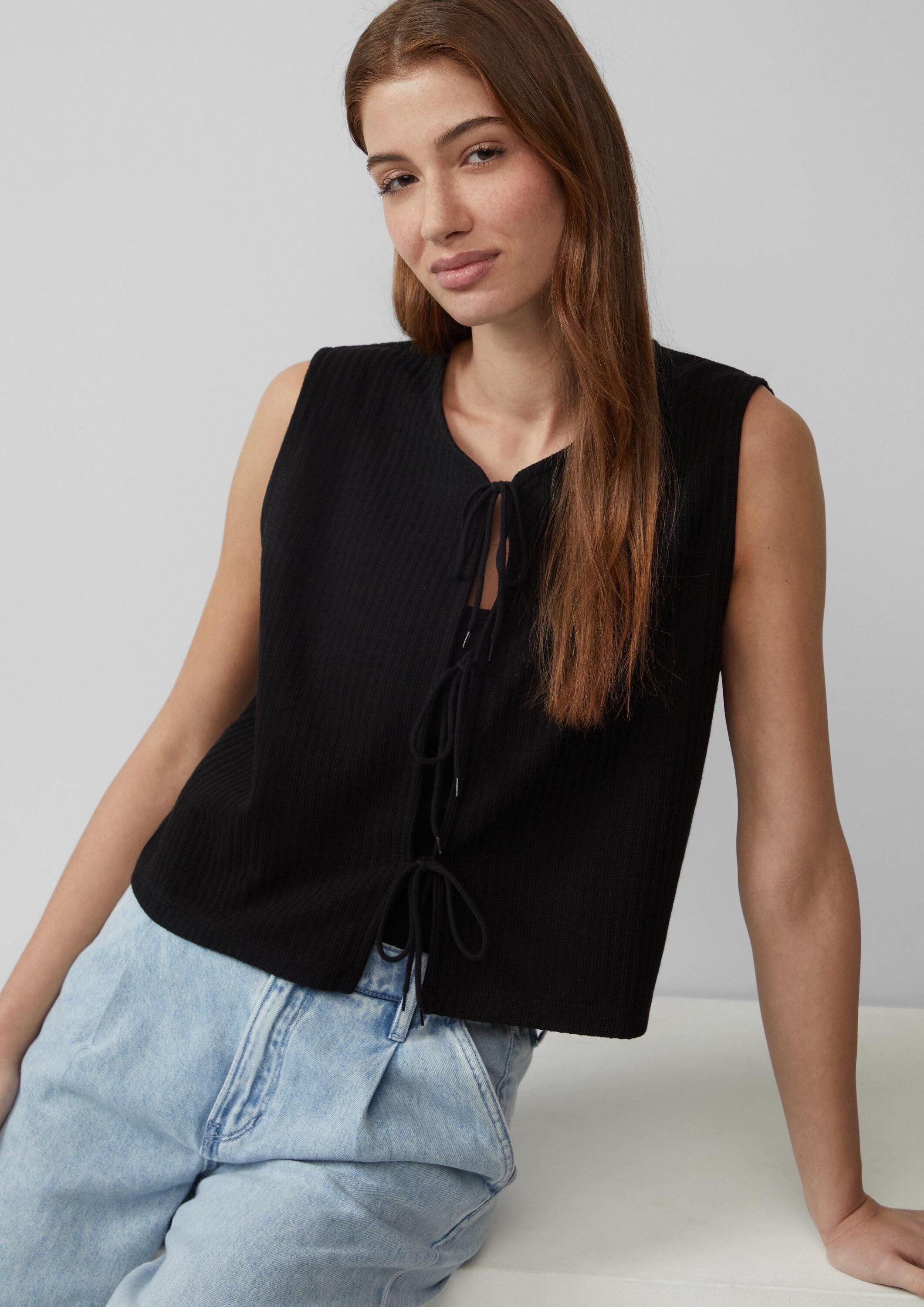 s.Oliver Funktionsweste Indoor-Weste Gerippte Strickweste mit Schleifenvers günstig online kaufen