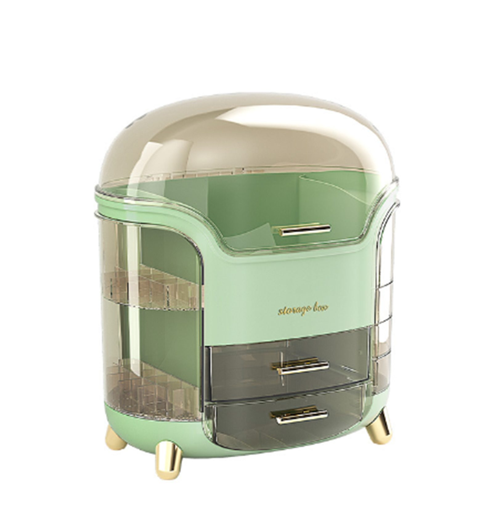 TWSOUL Make-Up Organizer Kosmetik-Aufbewahrungsbox mit großem Fassungsvermögen, mit zwei Schubladen, Antirutschmatte aus Silikon, tragbar