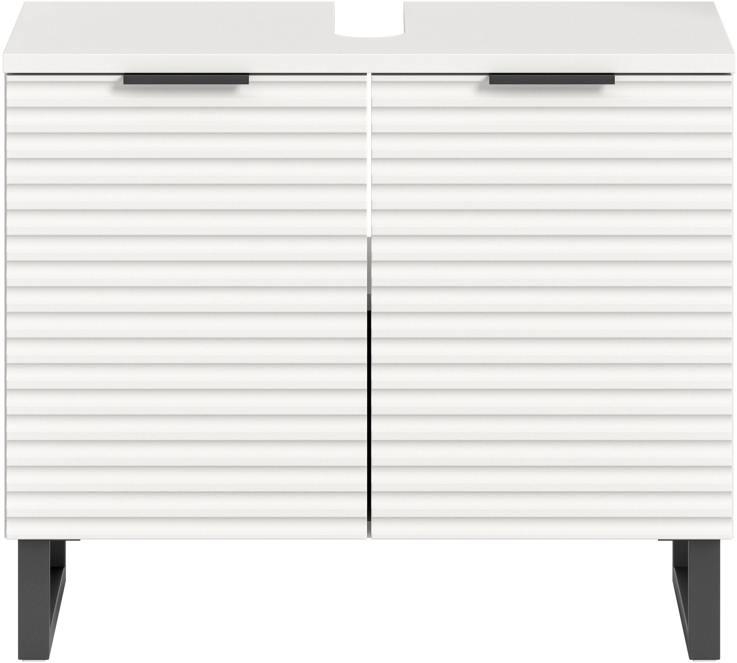 welltime Waschbeckenunterschrank Litica, Breite 70 cm, inkl. Siphonausschnitt, 1 Einlegeboden, 2 Türen Badschrank, Waschbeckenschrank, Badezimmer, Bad-Möbel