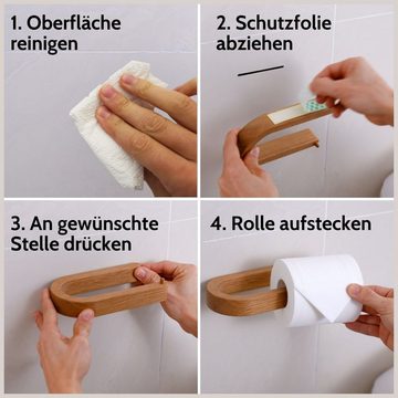 DEKAZIA Toilettenpapierhalter, Holz, ohne Bohren, Nachhaltiges Eichenholz, Made in Germany