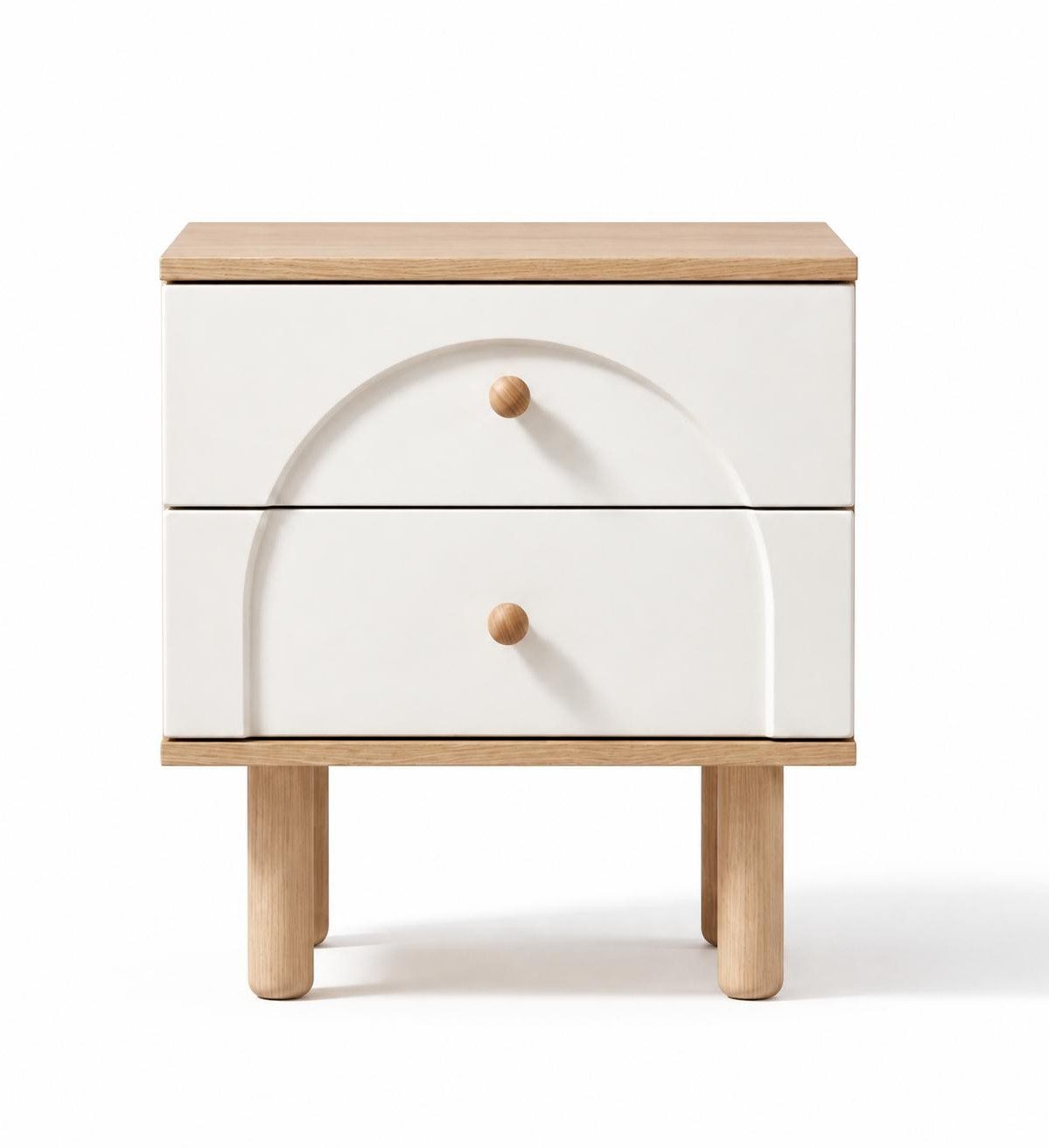 Xlmoebel Stehtisch Skandinavischer Nachttisch in Beige mit 2 Schubladen aus Holz, Made in Europa