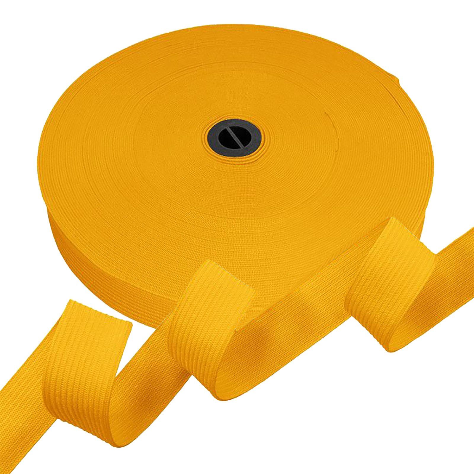 maDDma Gummiband 25m Gummiband Gummilitze 20mm flach gestrickt Stretch Elastisch, 504 gelb