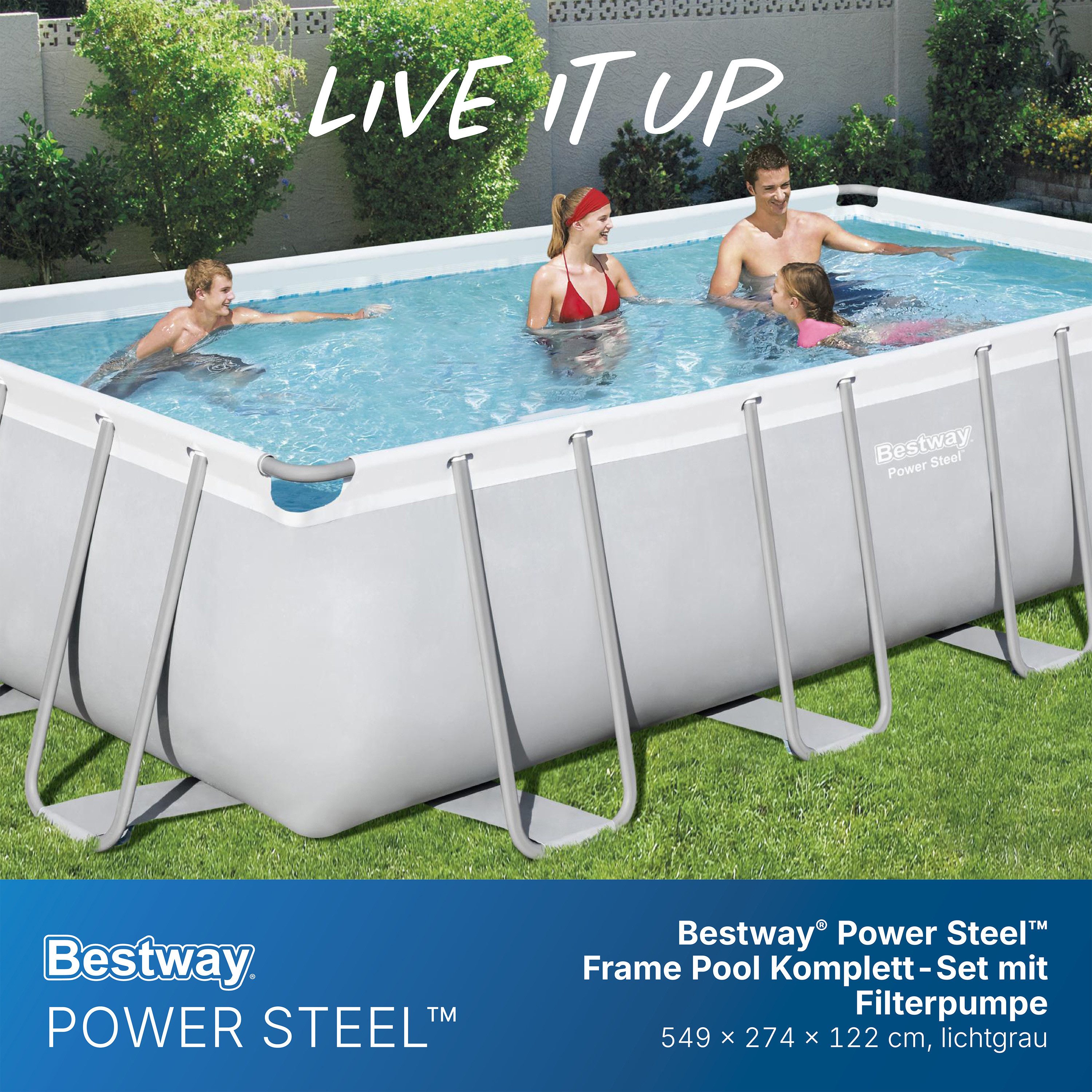 Bestway Framepool Power Steel™ (Set, inkl. Filterpumpe), 549 x 274 x 122 cm