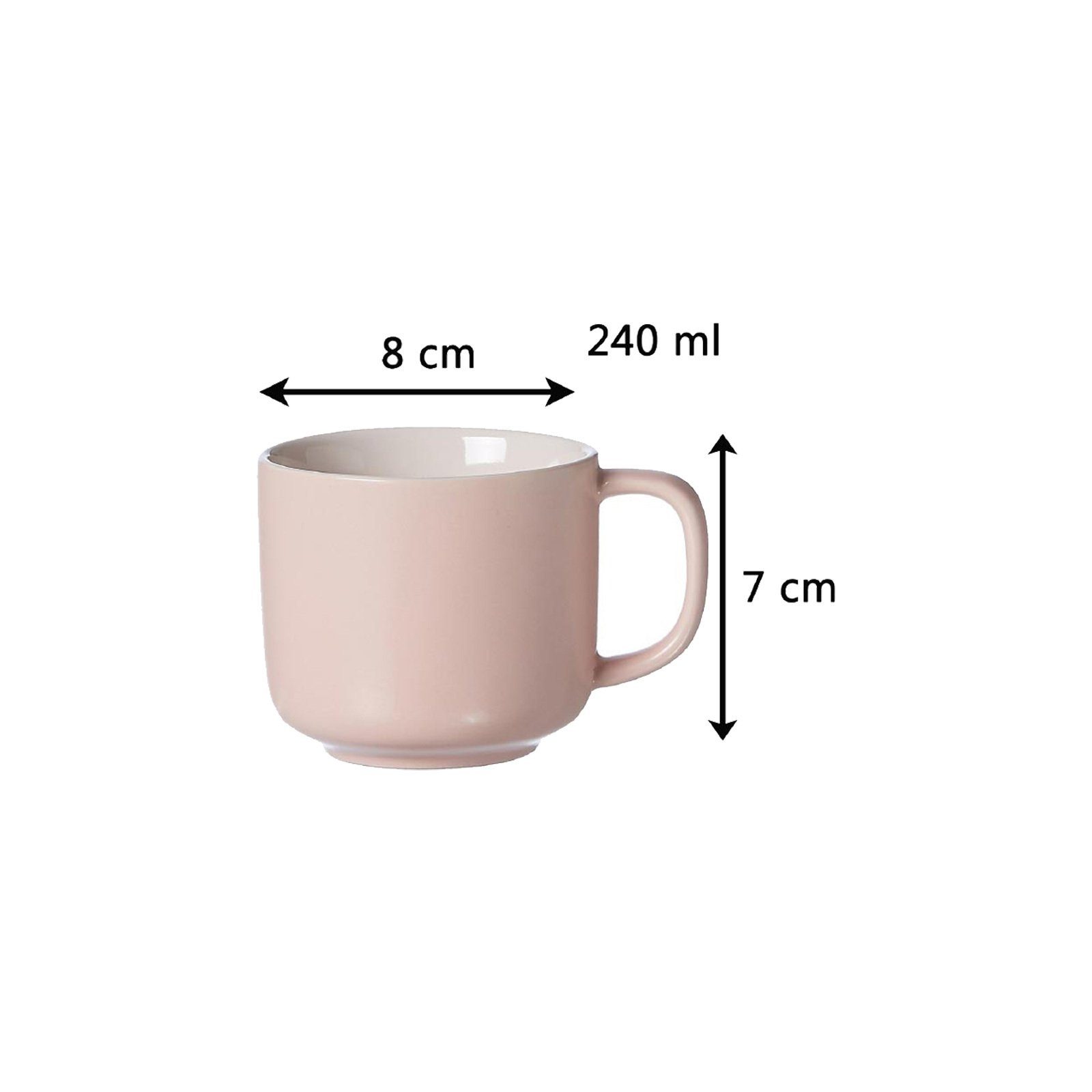 Tasse Keramik Ritzenhoff Untertasse 240 ml, Breker Jasper mit Kaffeetasse Rosa &