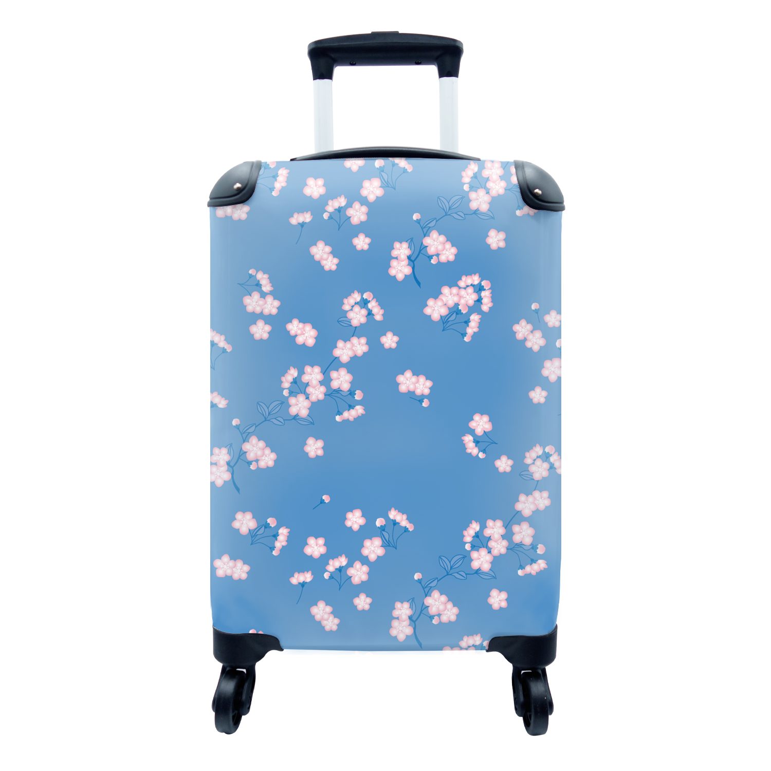 MuchoWow Handgepäckkoffer Muster Reisekoffer 4 für mit Ferien, Blumen, Handgepäck Sakura rollen, - Reisetasche Trolley, - Rollen