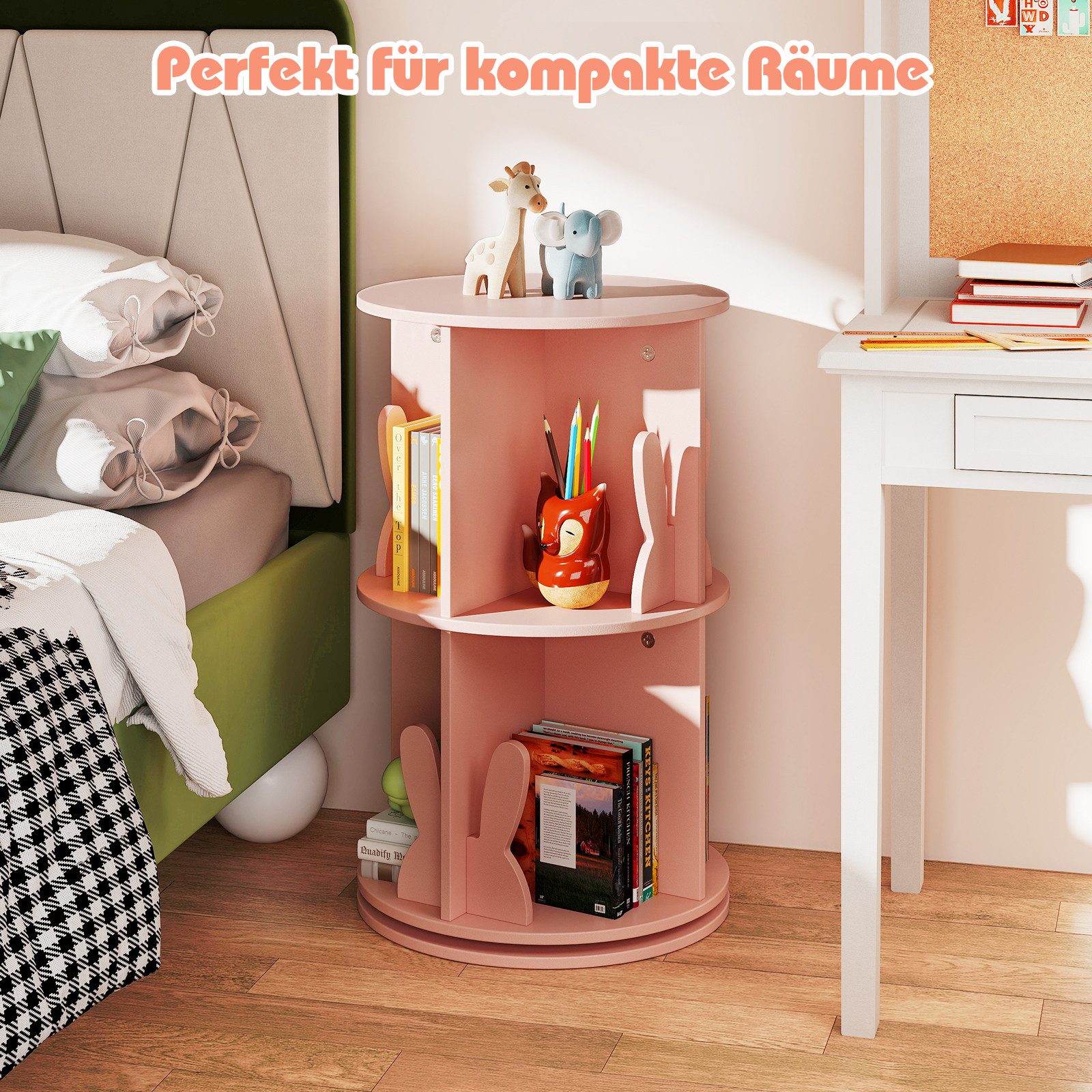 KOMFOTTEU Bücherregal, 360° drehrbares Kinderregal, Kinderbücherregal günstig online kaufen