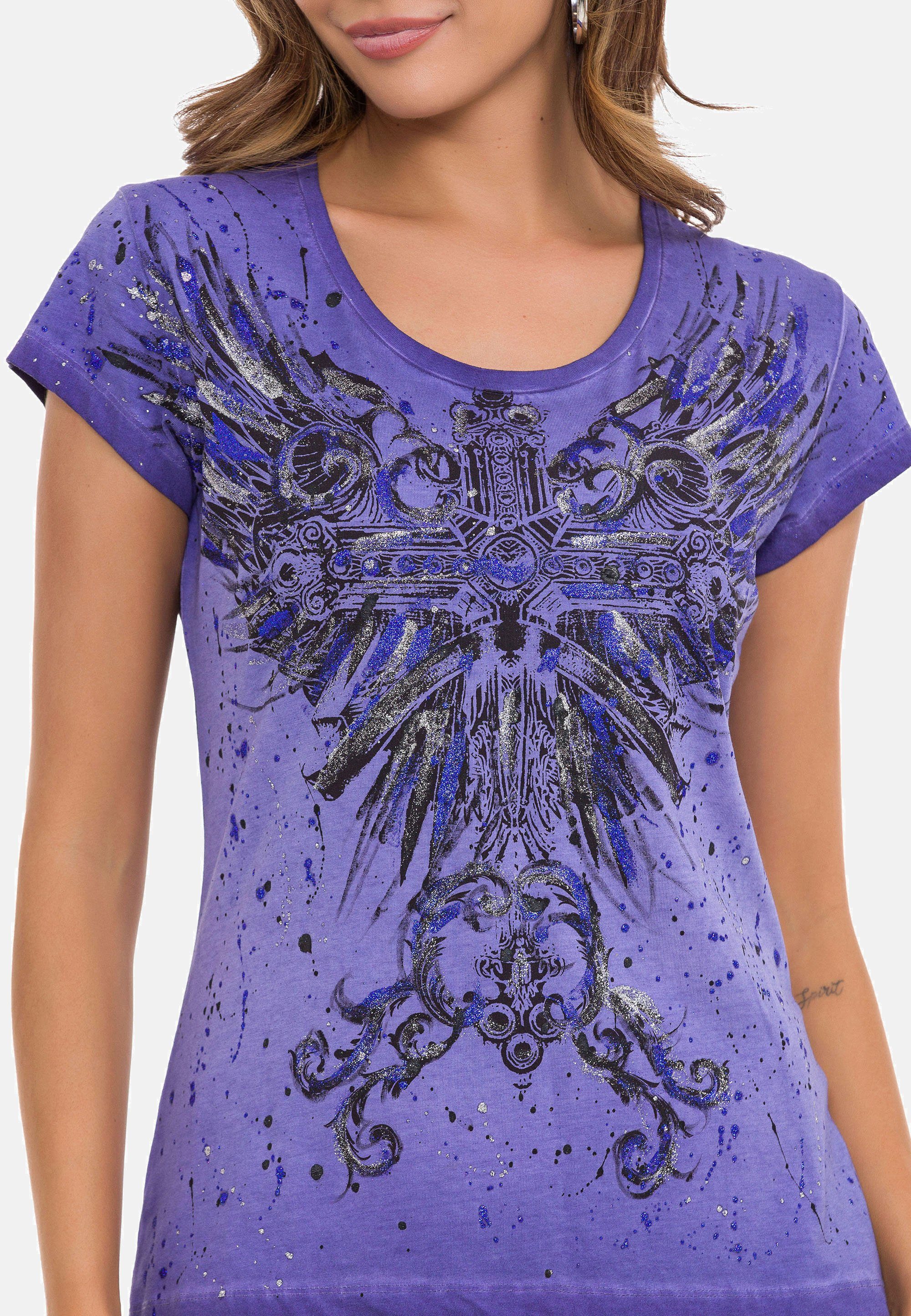 Cipo & Baxx mit Print purpurviolett T-Shirt großflächiger
