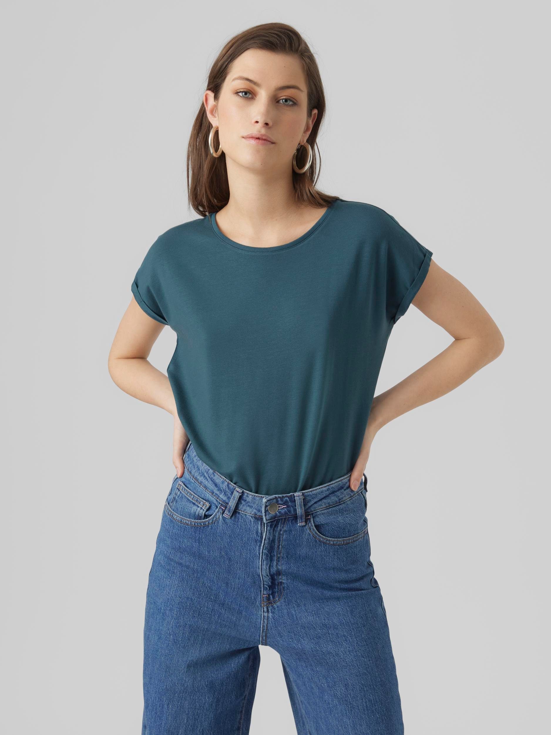 Vero Moda Rundhalsshirt VMAVA Atlantic NOOS SS Deep GAJRS PLAIN TOP