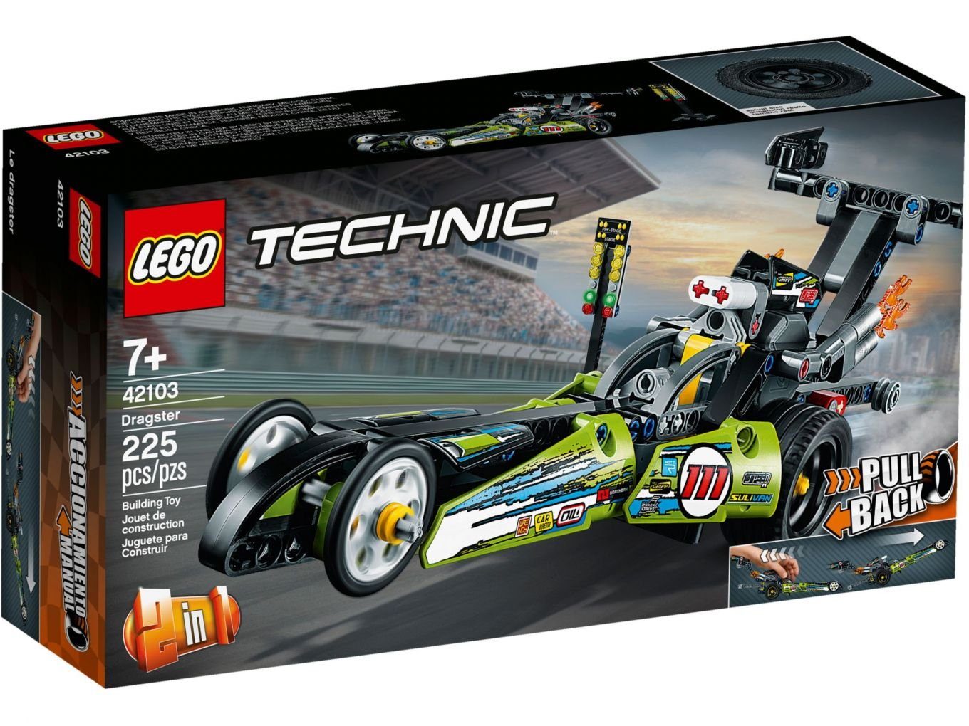 LEGO® Konstruktionsspielsteine LEGO® Technic™ - Dragster Rennauto, (Set, 225 St)