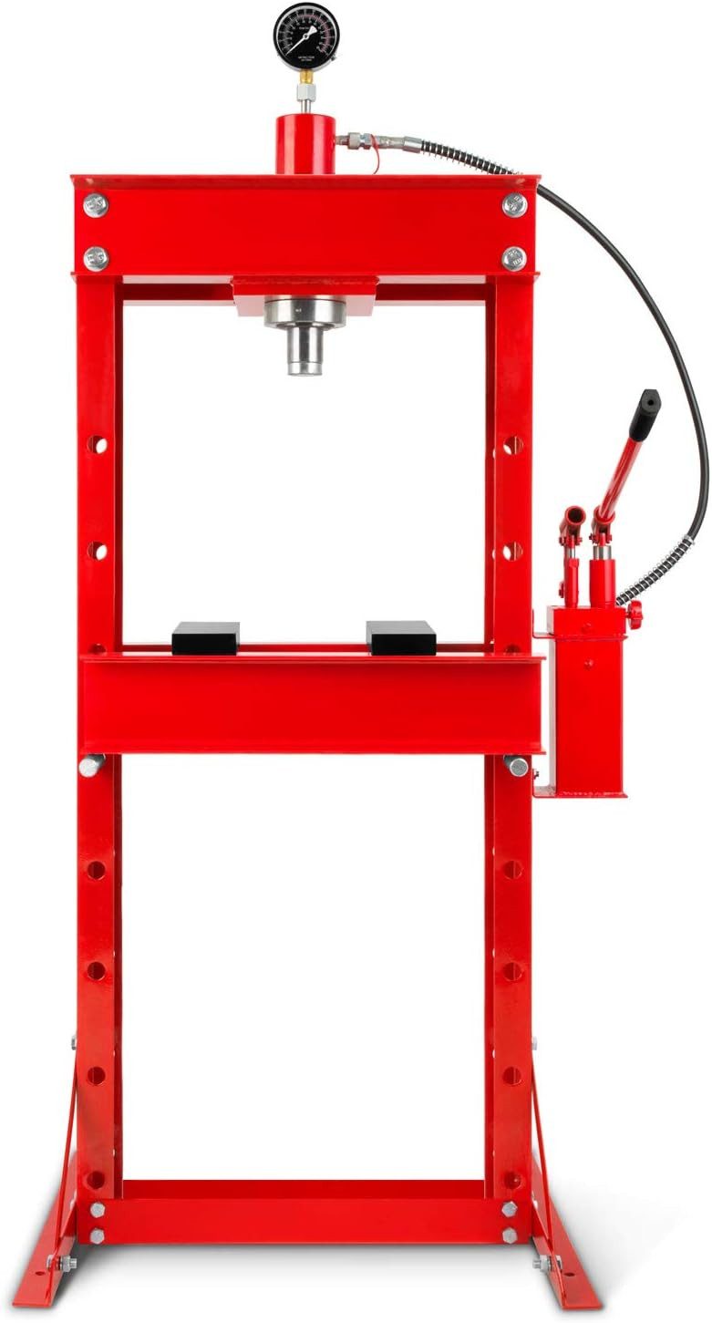 EBERTH Werkstattpresse Werkstattpresse 30T Presse hydraulisch mit Manometer, max. 30 in t, 8-Fach verstellbar, Arbeitshöhe 1070 mm