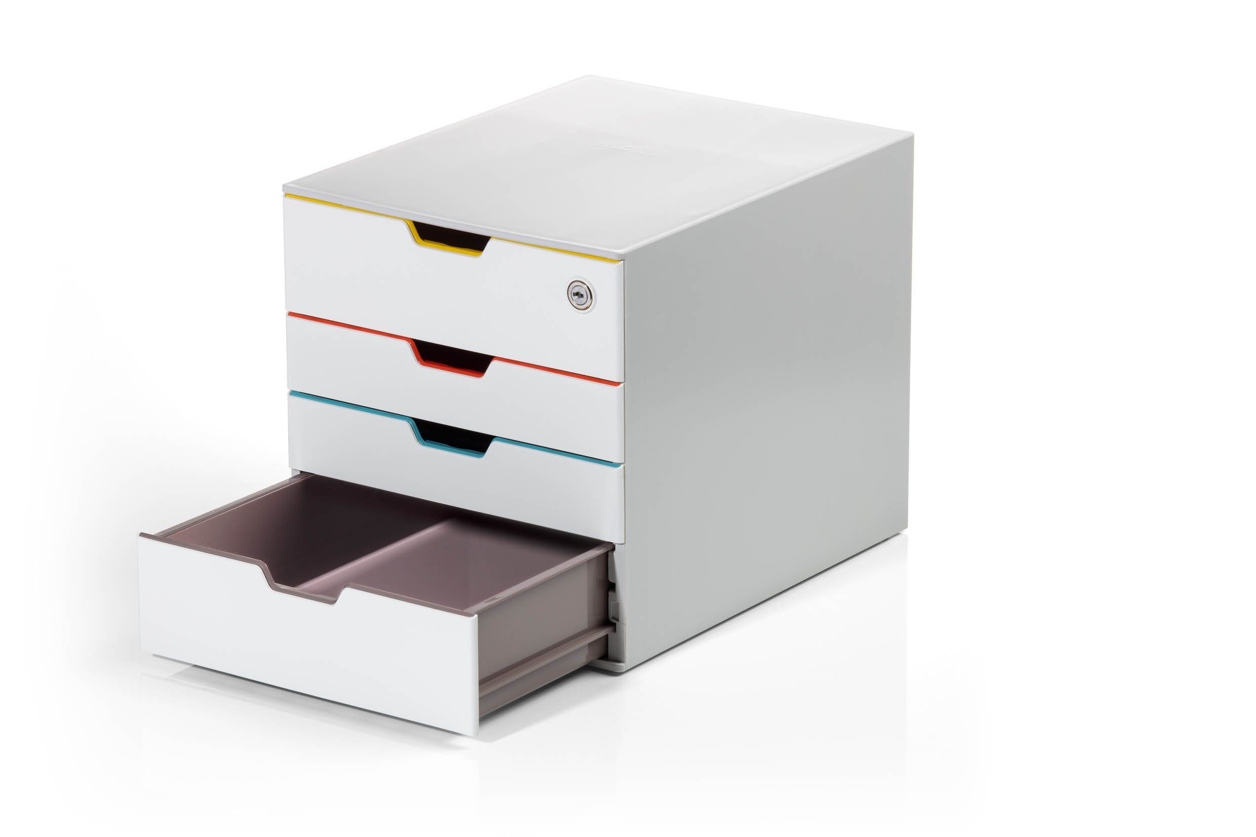 DURABLE Schubladenbox Durable Varicolor Mix Safe, Durable Schubladenbox abschließbar (Varicolor 4 Mix Safe) 4 Fächer, mi