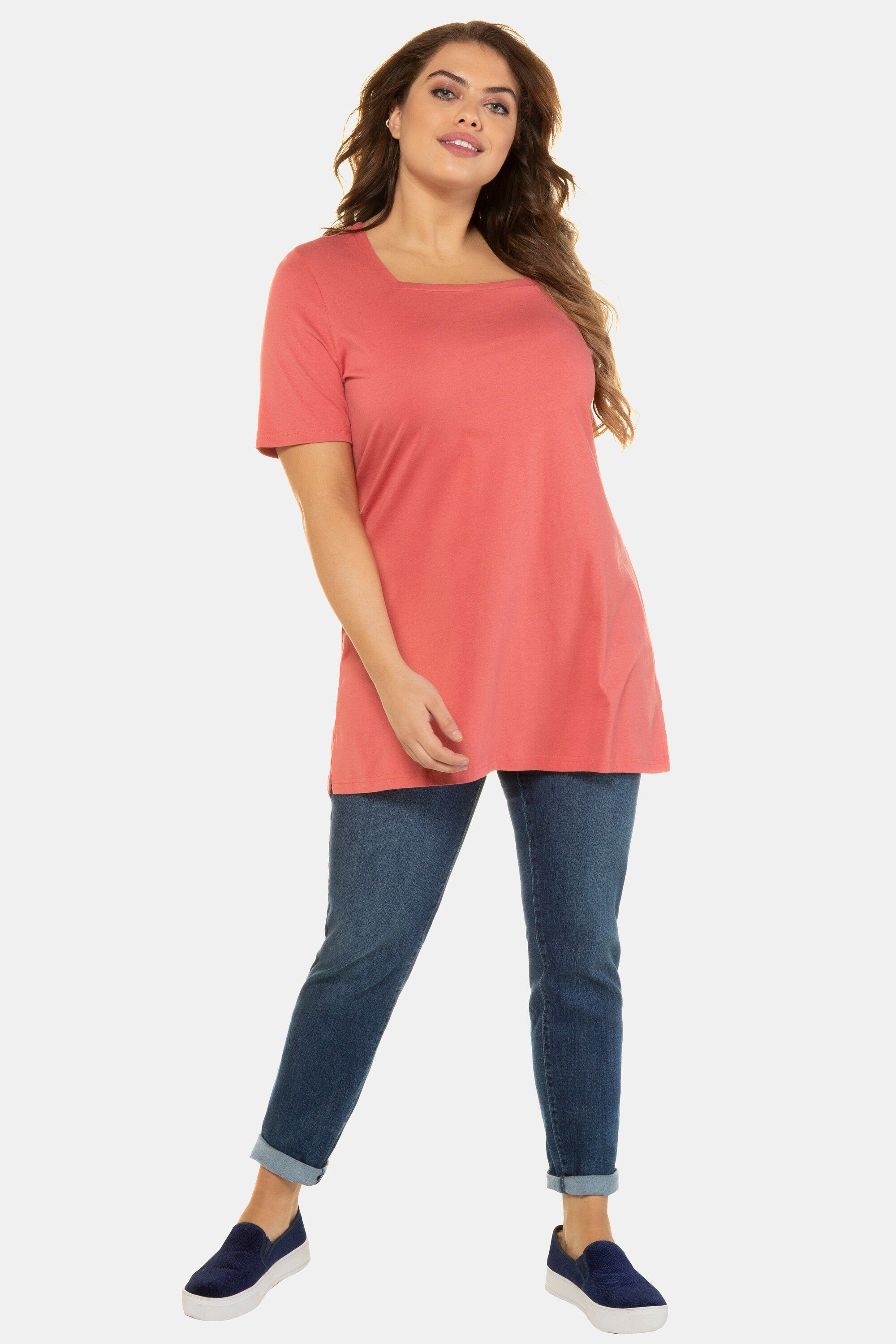 Ulla Popken Longshirt Longshirt Carree-Ausschnitt Classic Biobaumwolle