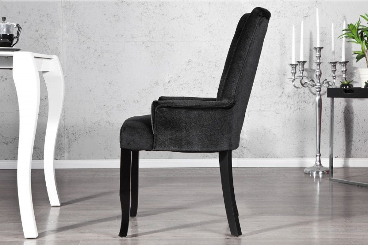 Strasssteinen, Möbel und Mod2 Armlehnen Schwarz Padrino Esszimmer - Casa Luxus Barock mit Esszimmerstuhl Stuhl
