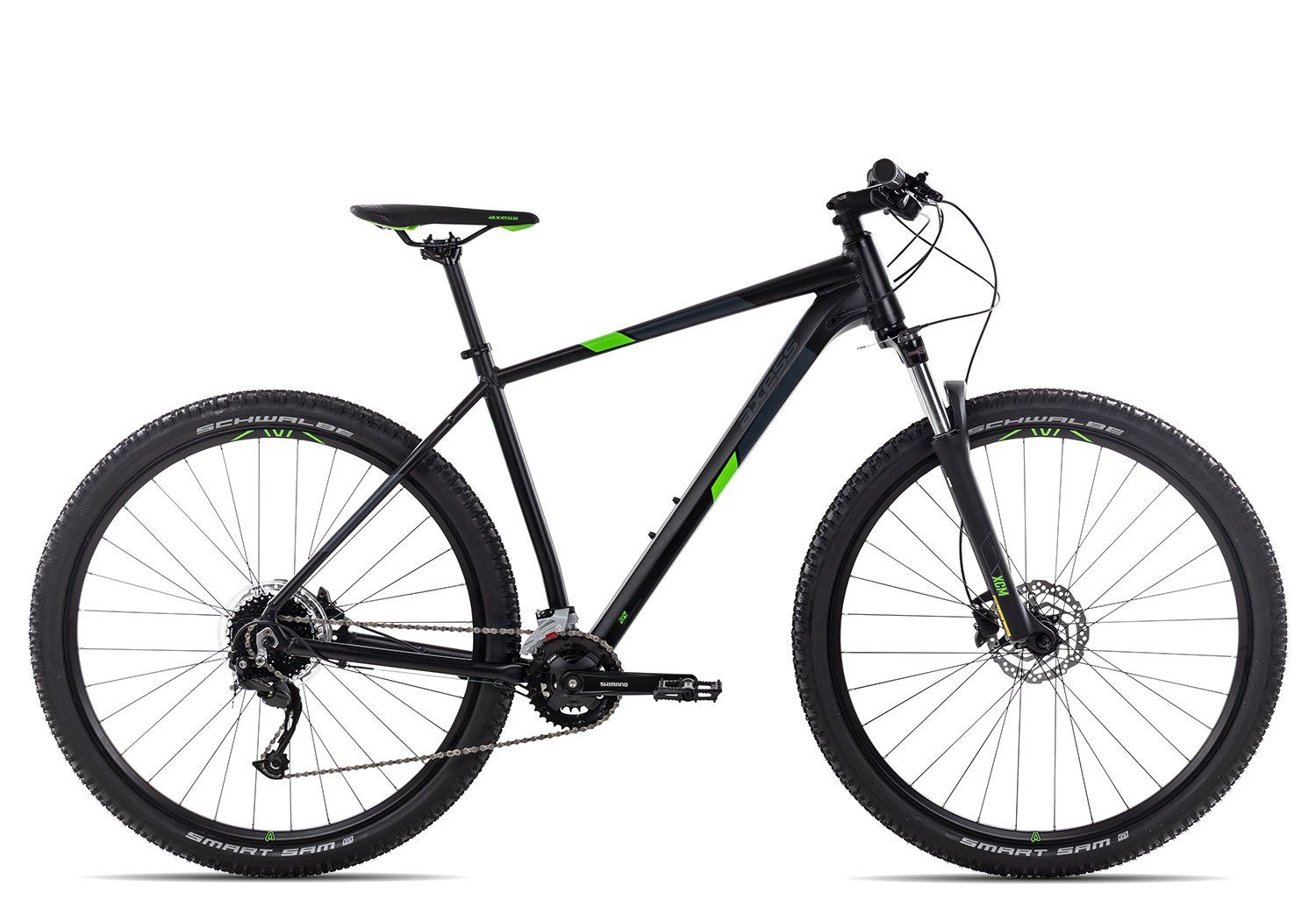 Axess Mountainbike TORRENT, 18 Gang Shimano Alivio RD-M3100-9 Schaltwerk, Kettenschaltung, MTB-Hardtail schwarz/grau