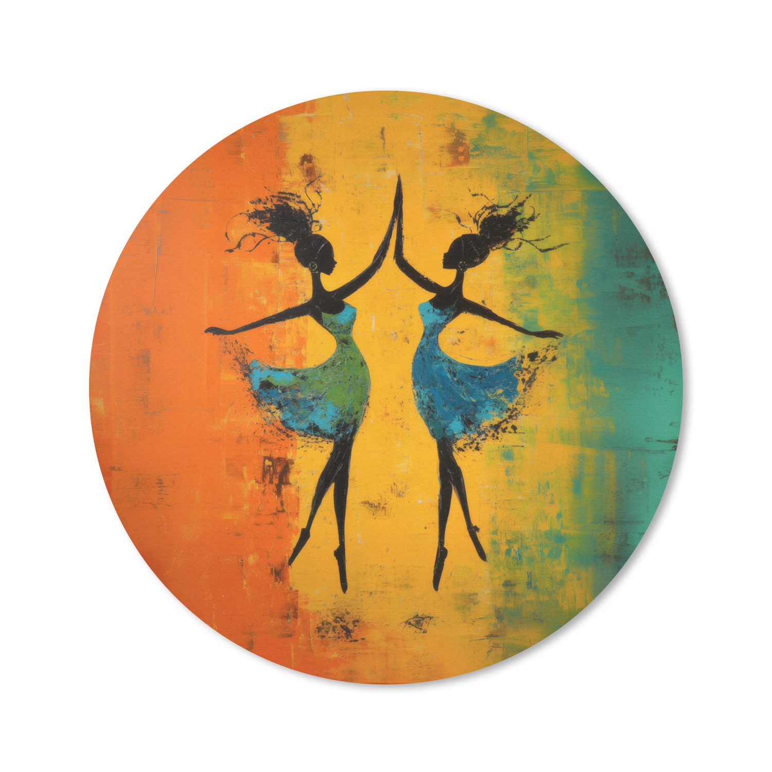 MuchoWow Mauspad Tanzen - Frauen - Farbtextur (1-St), Gaming, Rutschfester Unterseite, Mausunterlage, Rund 50x50 cm