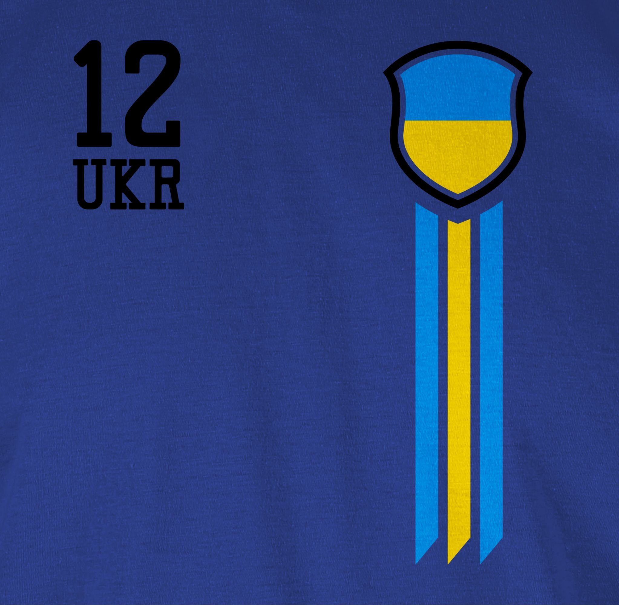 Fussball 2024 EM 12. Shirtracer T-Shirt Ukraine Mann Royalblau 1