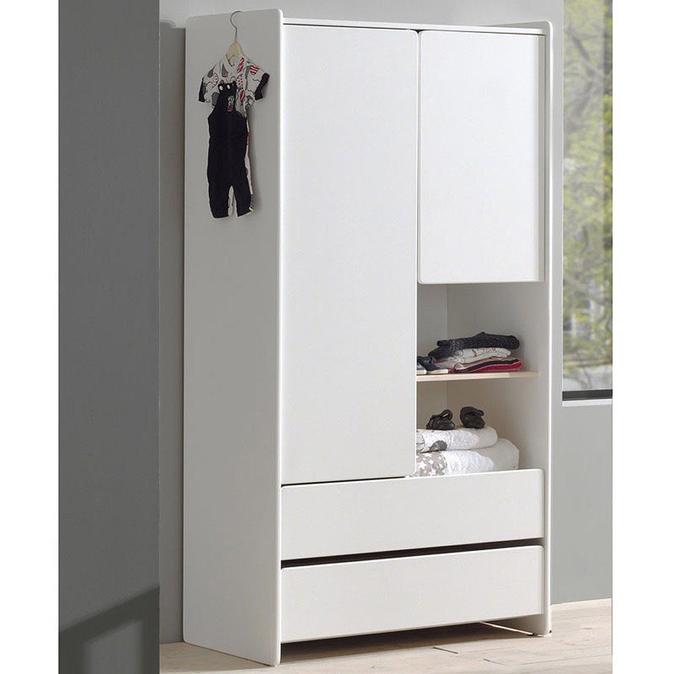 Lomadox Kleiderschrank SLIGO-12 Jugendzimmer 2-trg. mit 2 Schubkästen, Lack weiß BxHxT 90x180x55cm