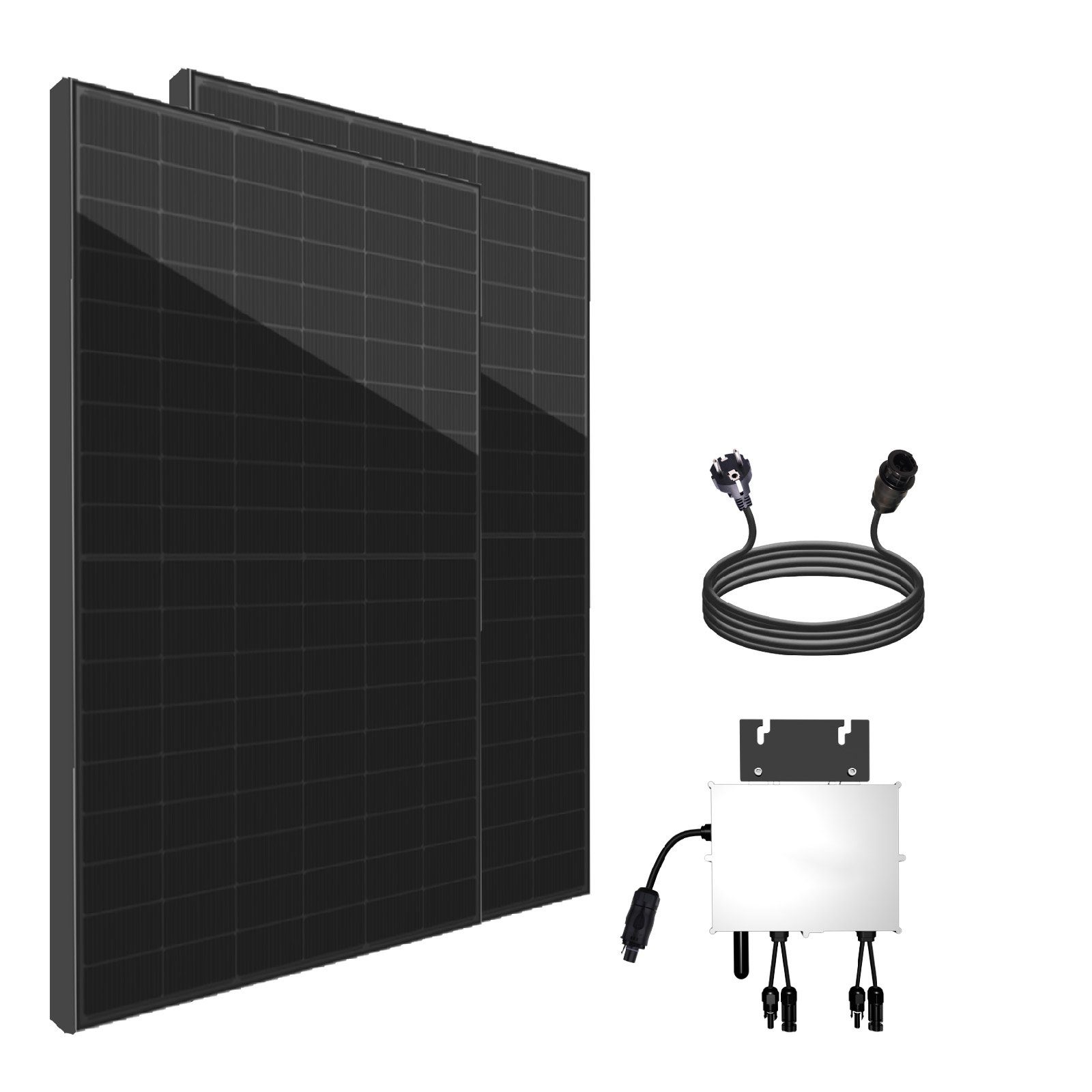 EPP.Solar Solaranlage 800W Balkonkraftwerk Komplettset mit 400W Black Frame Solarmodule, Monokristallin, (Mit NEP 800W Wifi Wechselrichter und 10m Schuckostecker), Balkon-Solaranlage steckerfertig für Ihr Haus, Plug & Play