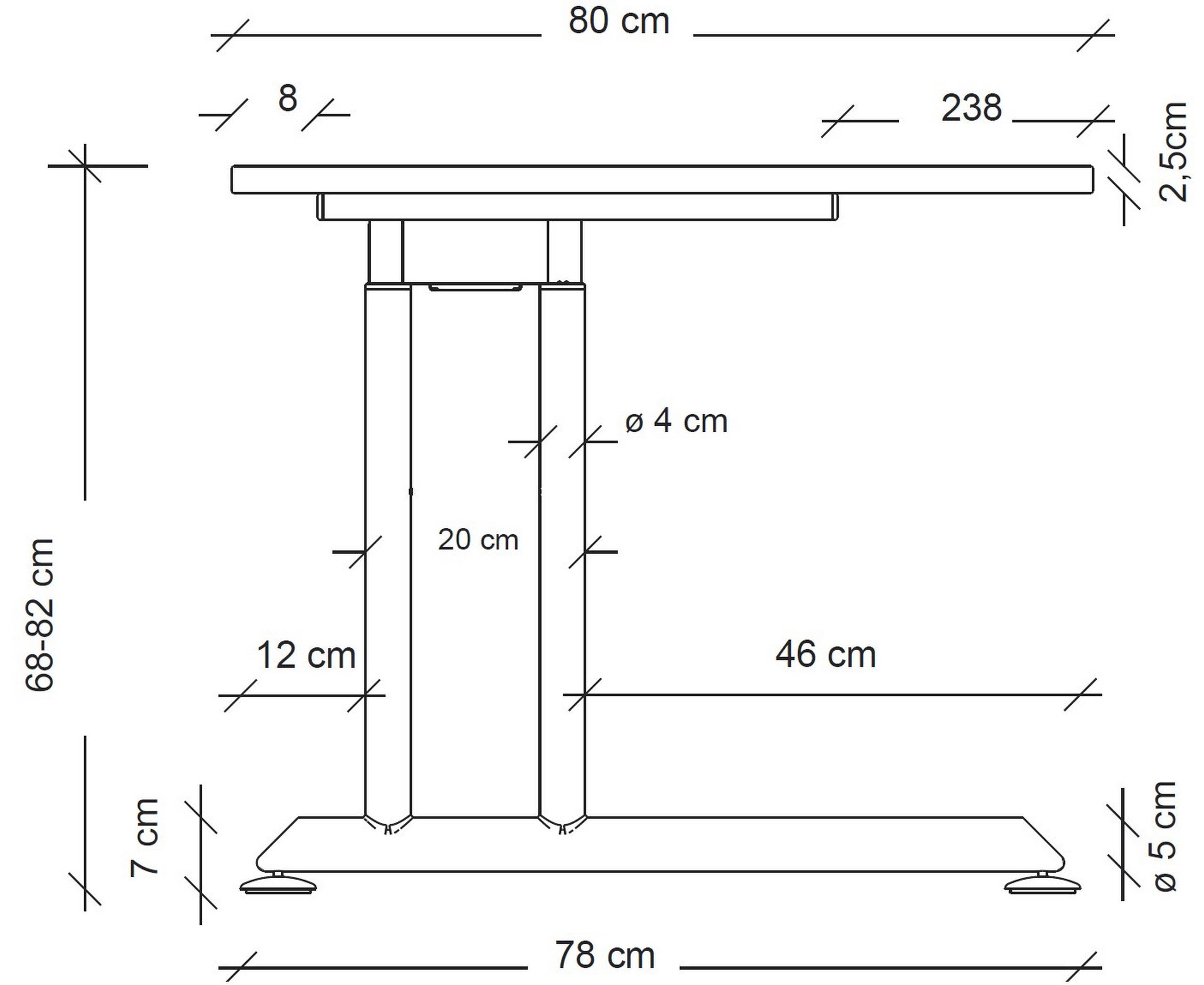 Dekor: 80 Asteiche x Serie-Z, Schreibtisch Quadrat: - 80 Gestell: Silber - cm Schreibtisch bümö