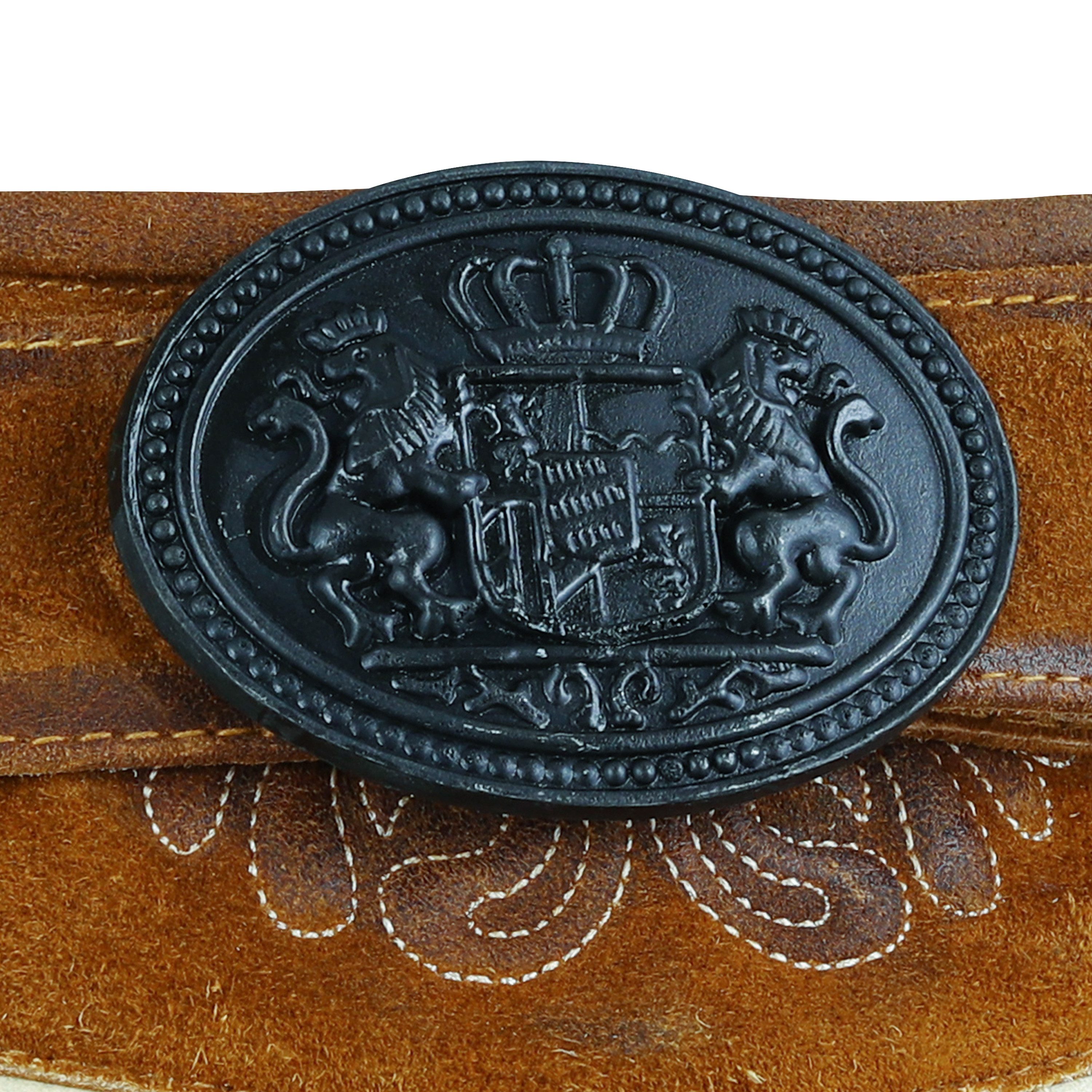 Spirit of Bavaria Trachtenlederhose Herren Trachten Lederhose kurz mit Gürtel Oktoberfest Hose 507