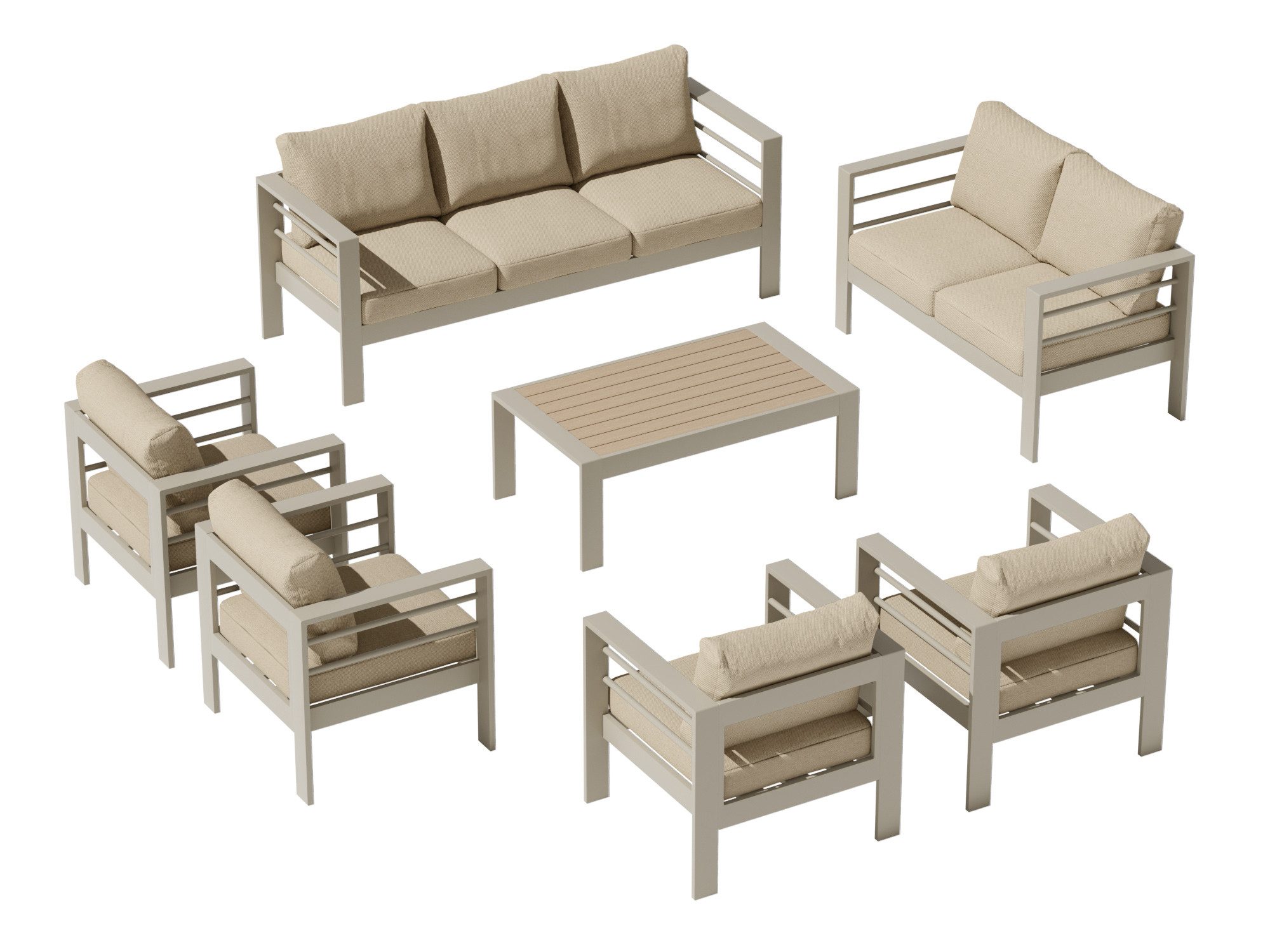 MeXo Gartenlounge-Set Terrassenmöbel Set 8-10 Personen Aluminium outdoor we günstig online kaufen