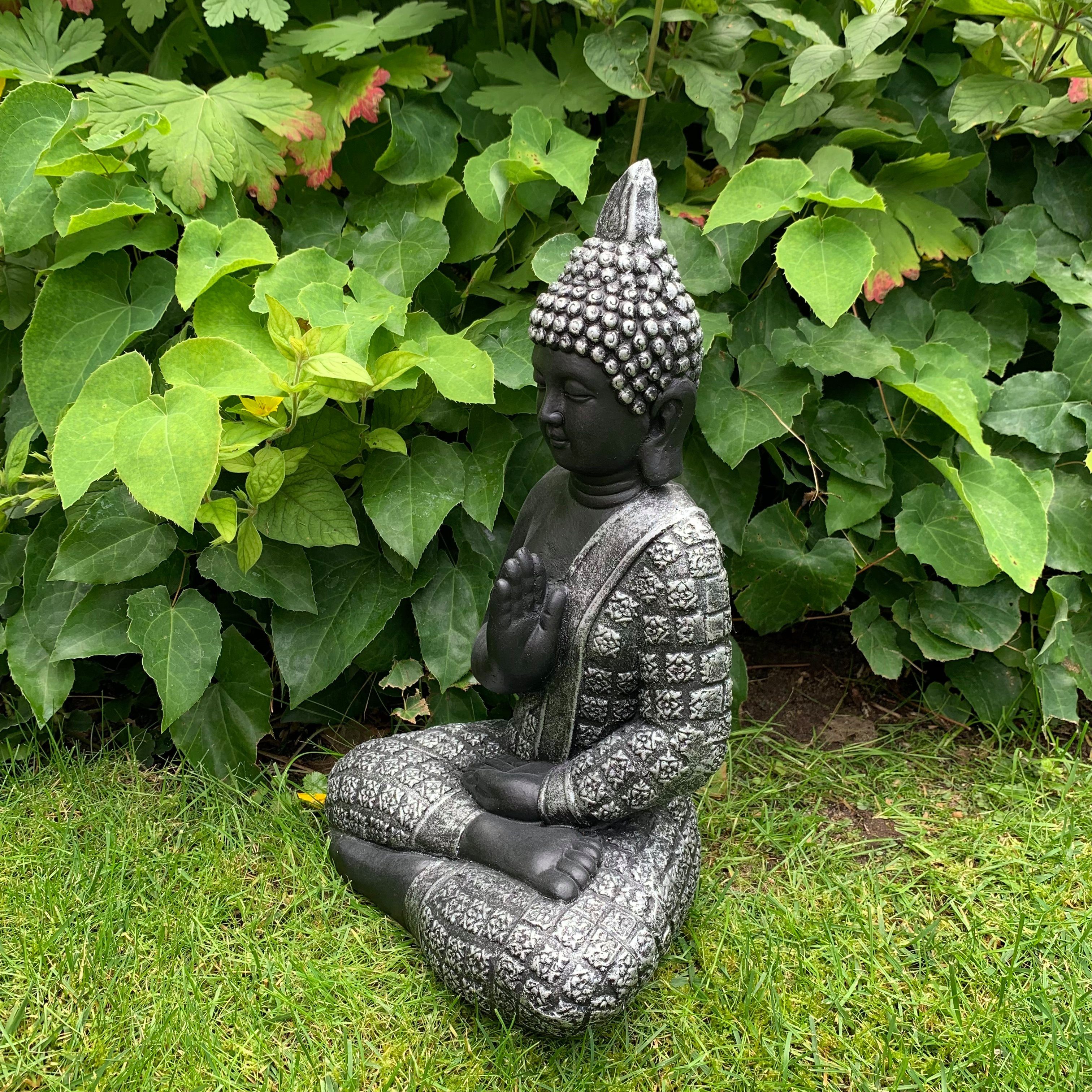 K&L Wall Art Buddhafigur Buddha Statue Kunststein Feng Shui Deko Steinfigur (1, Gartenfigur), 33cm große Boho Gartendeko