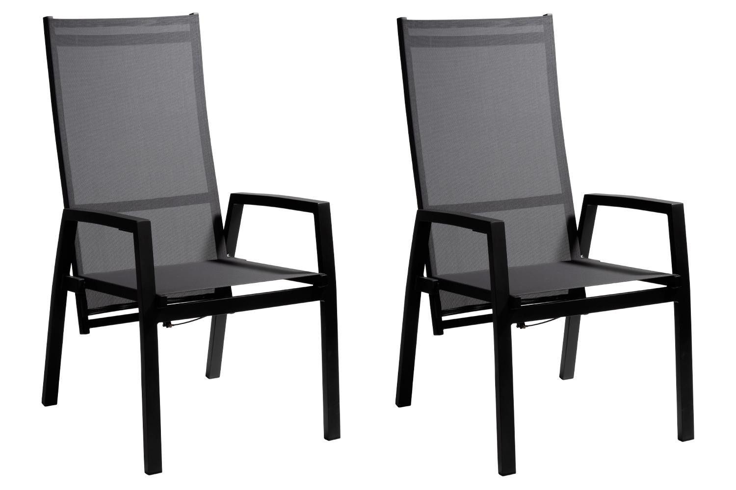 Outdoor Gartenstuhl KARRATHA, Alu, Anthrazit, Grau, verstellbar, (Set, 2 St), stapelbar, Textilen