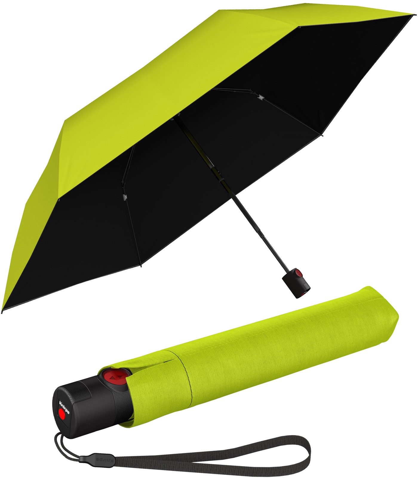 Knirps® Taschenregenschirm U.200 Ultra Light Duomatic - UV coated, mit UV- und Hitzeschutz, schwarz-limette