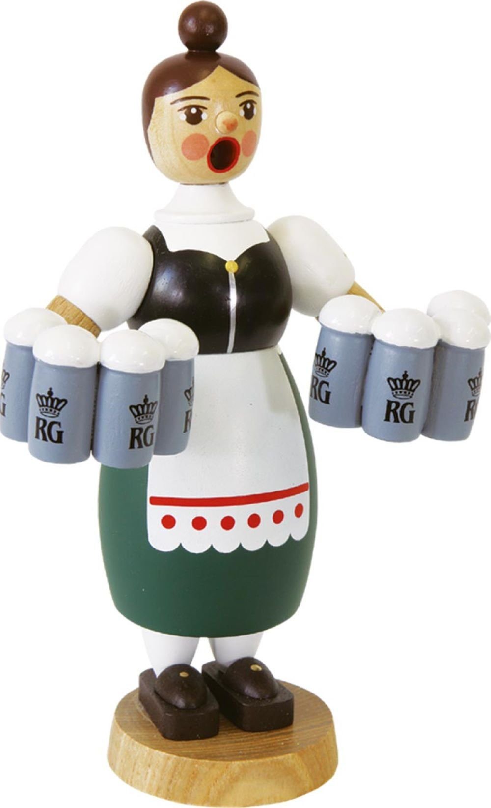 Richard Glaesser Фигурка курильщик Rauchfrau Oktoberfest mit Maßkrügen, Höhe 18 cm, Handwerkskunst original Erzgebirge