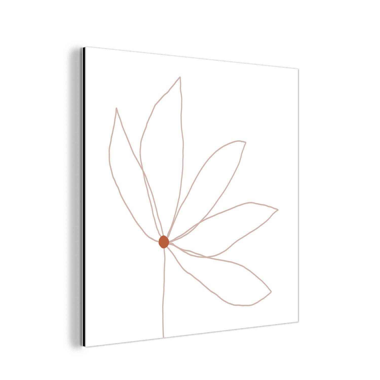 MuchoWow Metallbild Minimalismus - Blumen - Linienkunst, (1 St), Alu-Dibond-Druck, Gemälde aus Metall, Aluminium deko