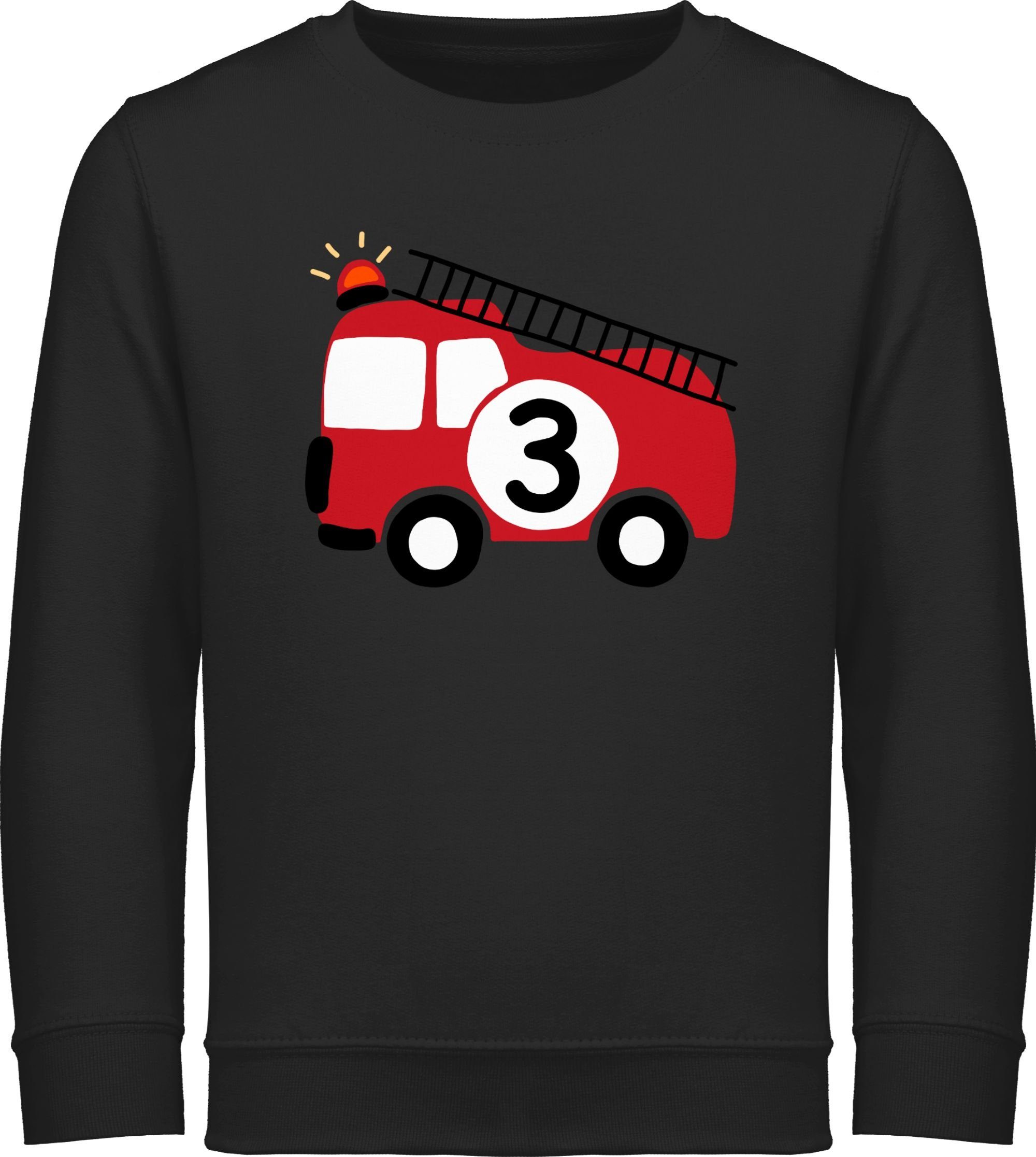 Shirtracer Sweatshirt Feuerwehr Auto Drei 3. Geburtstag 3 Schwarz