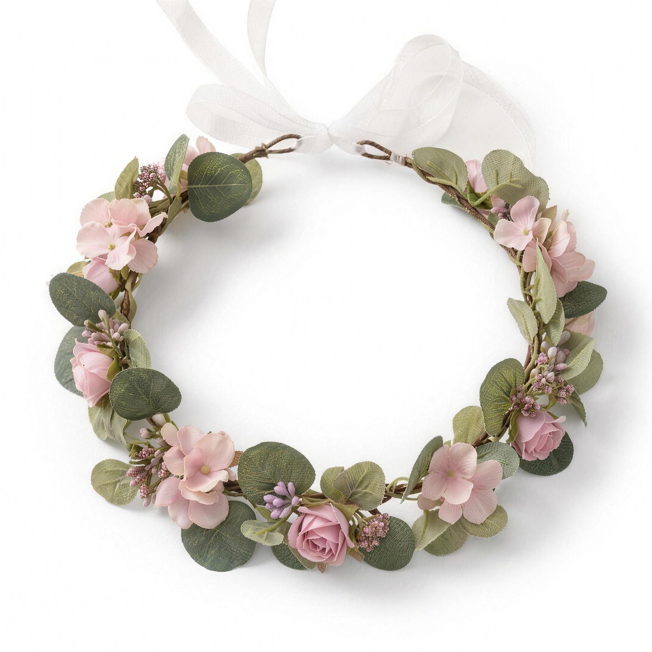H-basics Stirnband Blumenkranz Boho Kunstblumen Hochzeit Festival Kunstblumen in natürlicher Optik