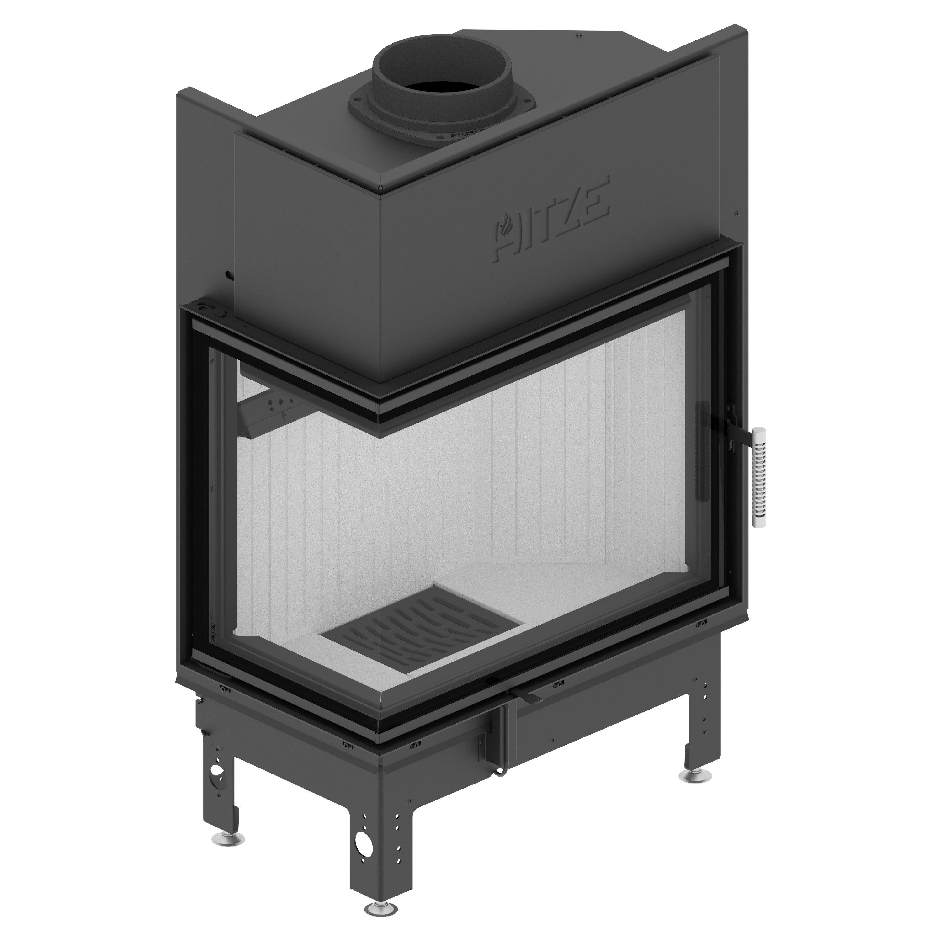 Hitze Kaminofen EEK A+ Eck-Kamineinsatz HITZE Albero AL16L.H DECO Seitenglas links16kW