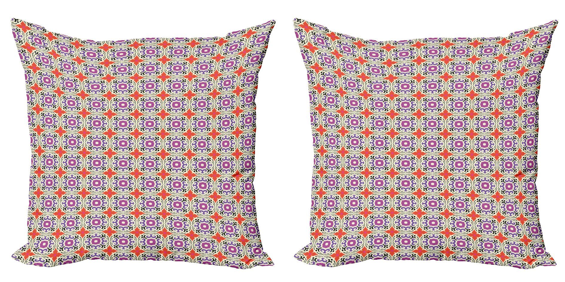Kissenbezüge Modern Accent Doppelseitiger Digitaldruck, Abakuhaus (2 Stück), Ethnisch 4 Petal florale Motive