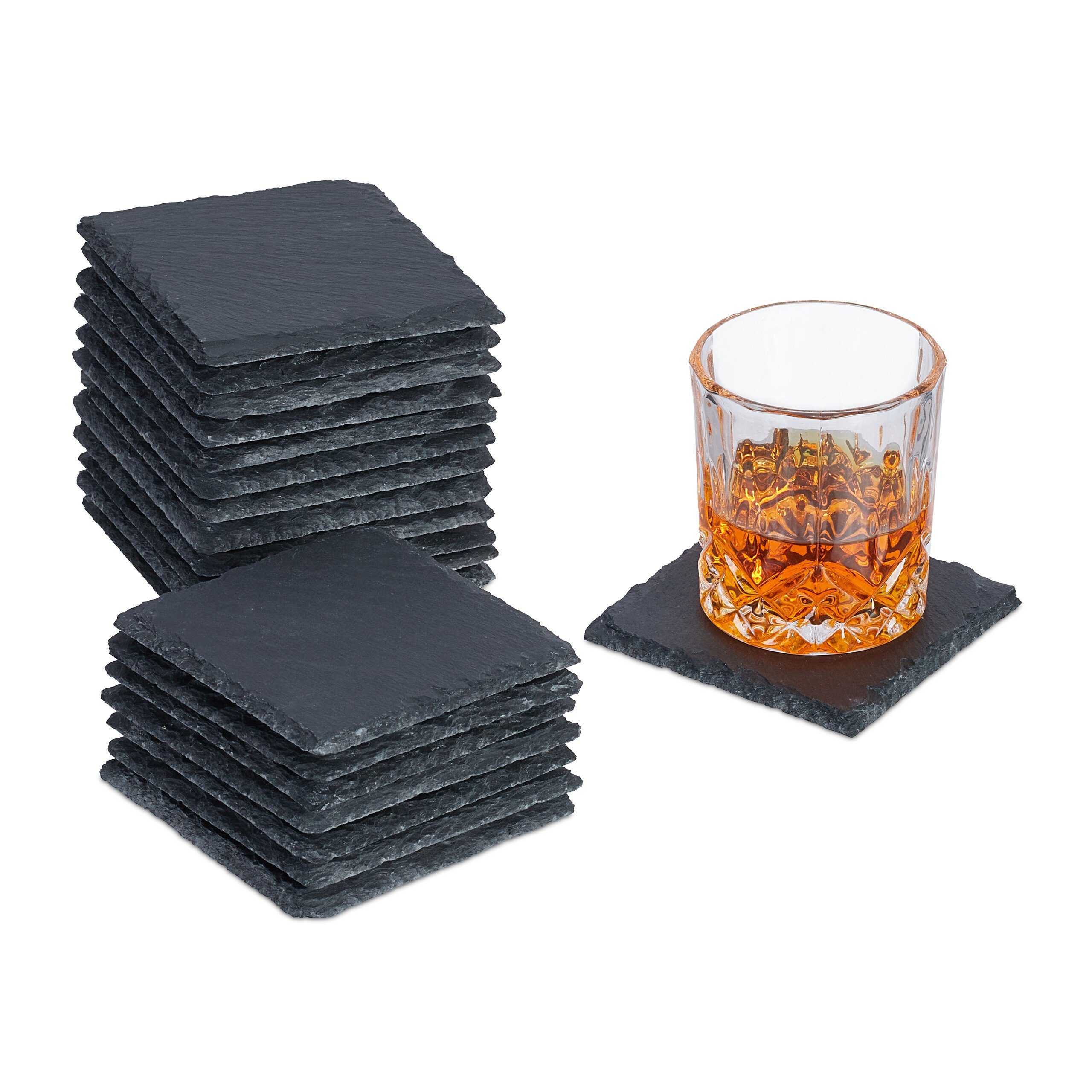 Getränkeuntersetzer 20er Set Schiefer Untersetzer 10x10 cm